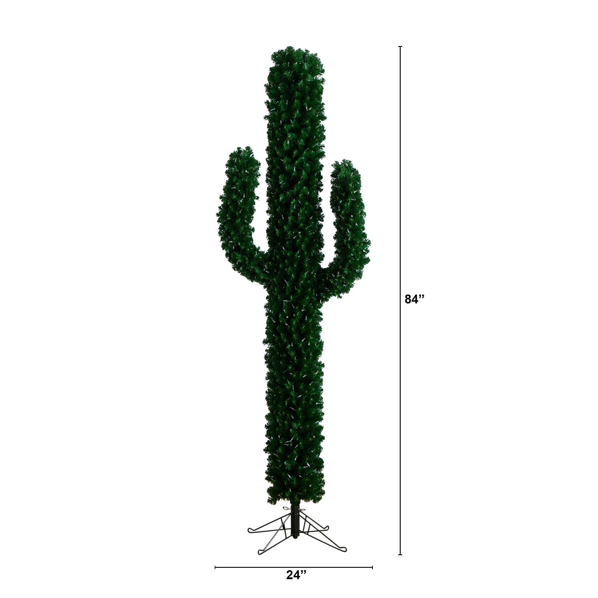 7ft. Pre-Lit Green Cactus Artificial Christmas Tree, Clear Micro LED Lights