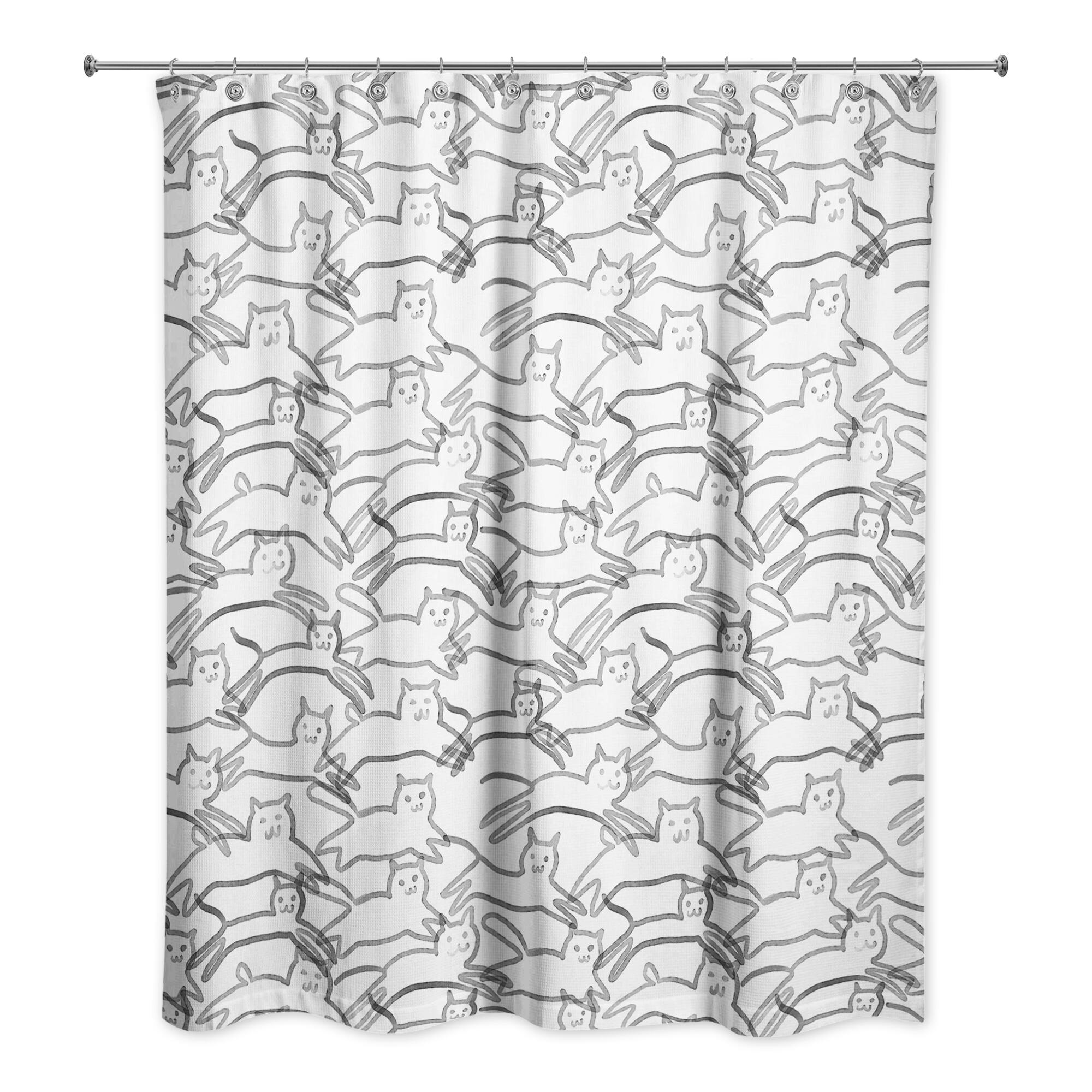 Leaping Cat Pattern II 71&#x22; x 74&#x22; Shower Curtain