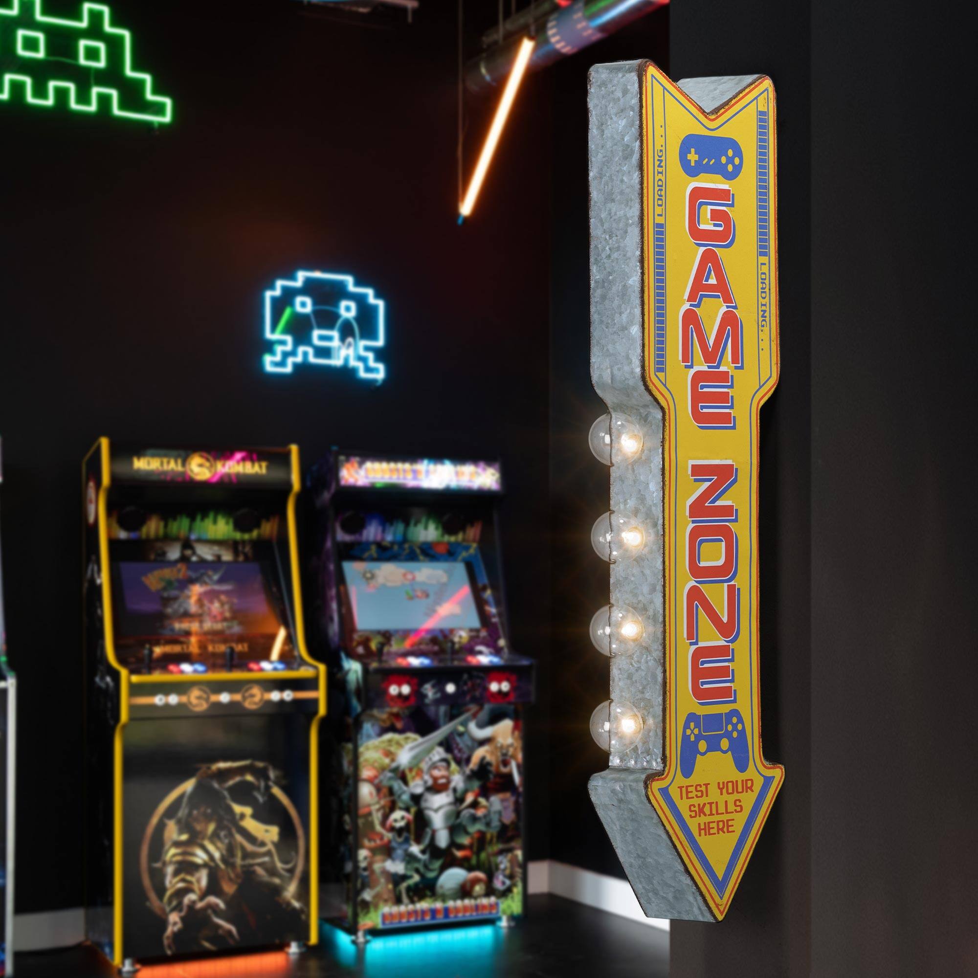 American Art D&#xE9;cor&#x2122; 25&#x22; Retro Game Zone Off the Wall LED Marquee Sign