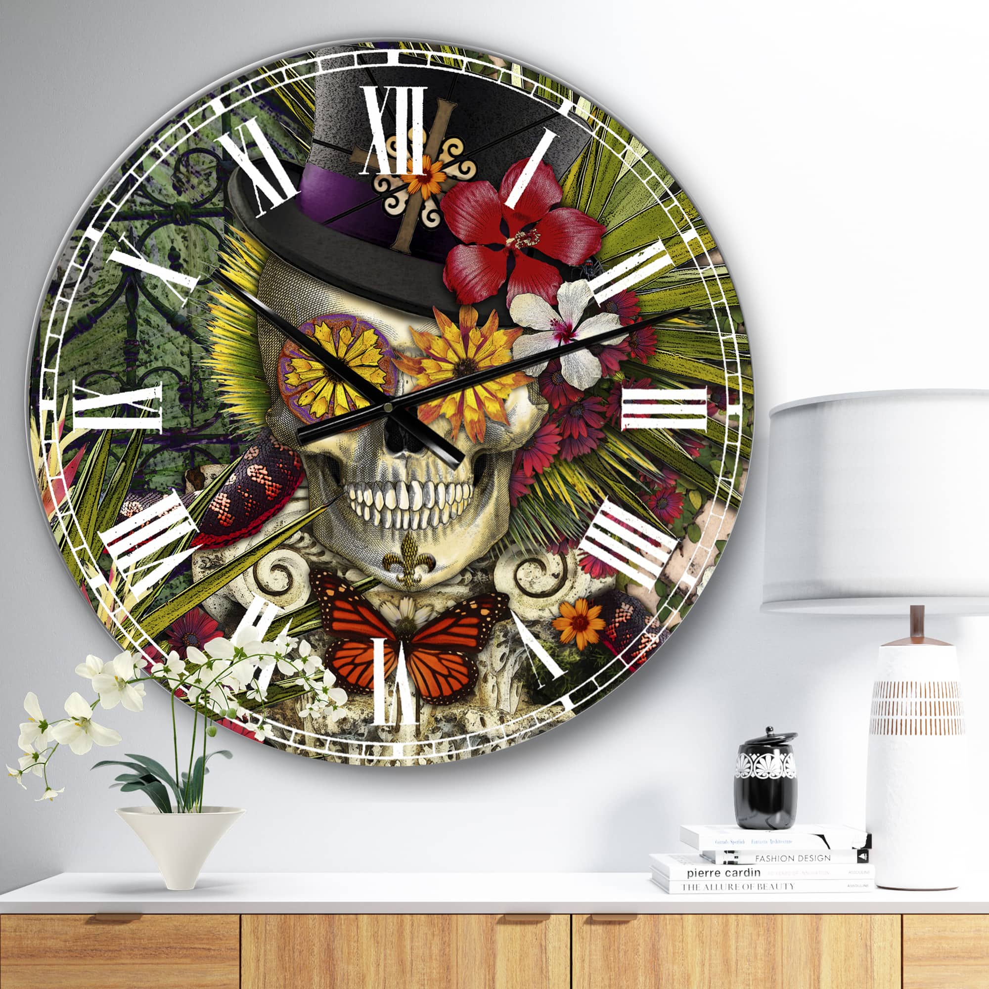 Designart Baron In Bloom Wall Clock
