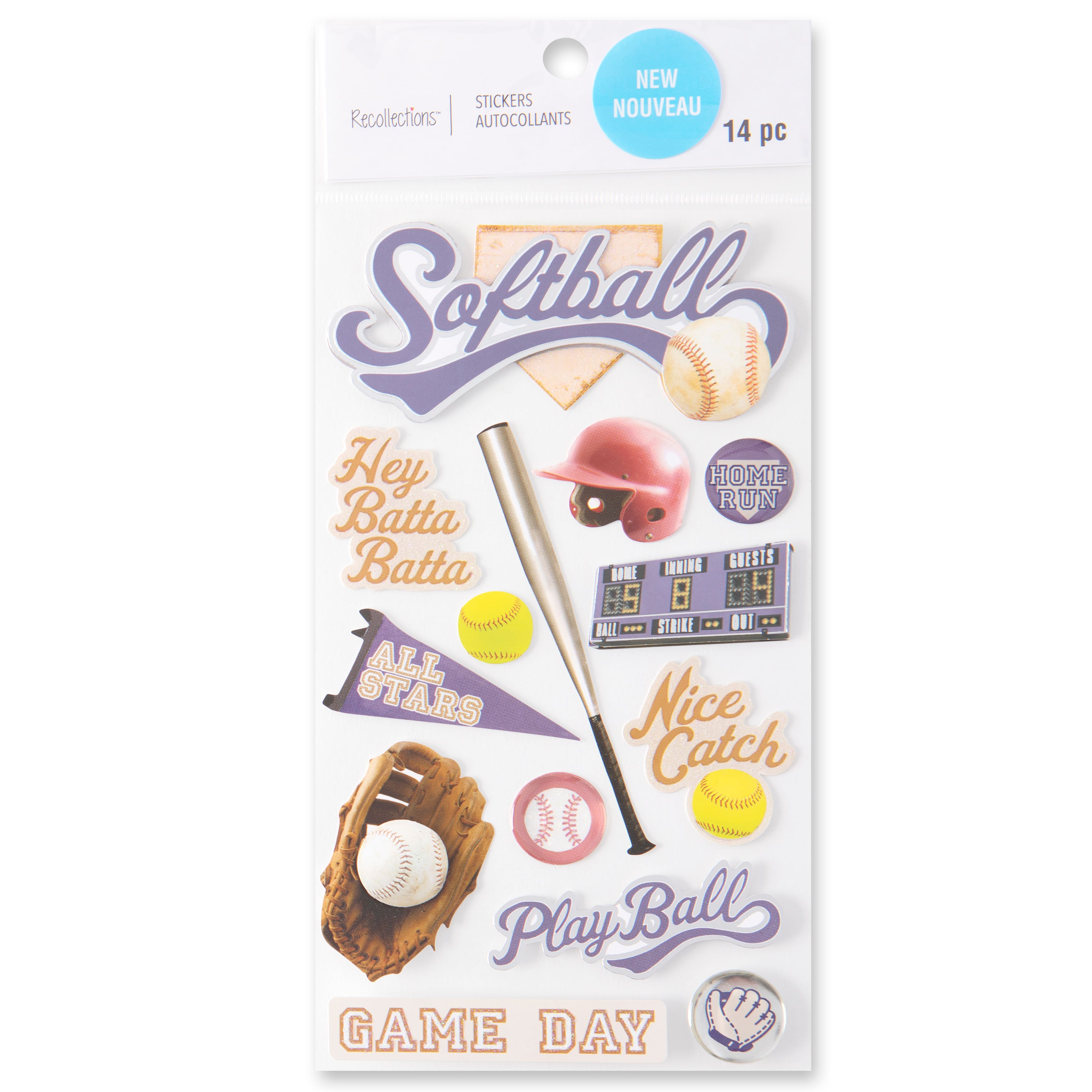Softball Dimensional Stickers by Recollections&#x2122;