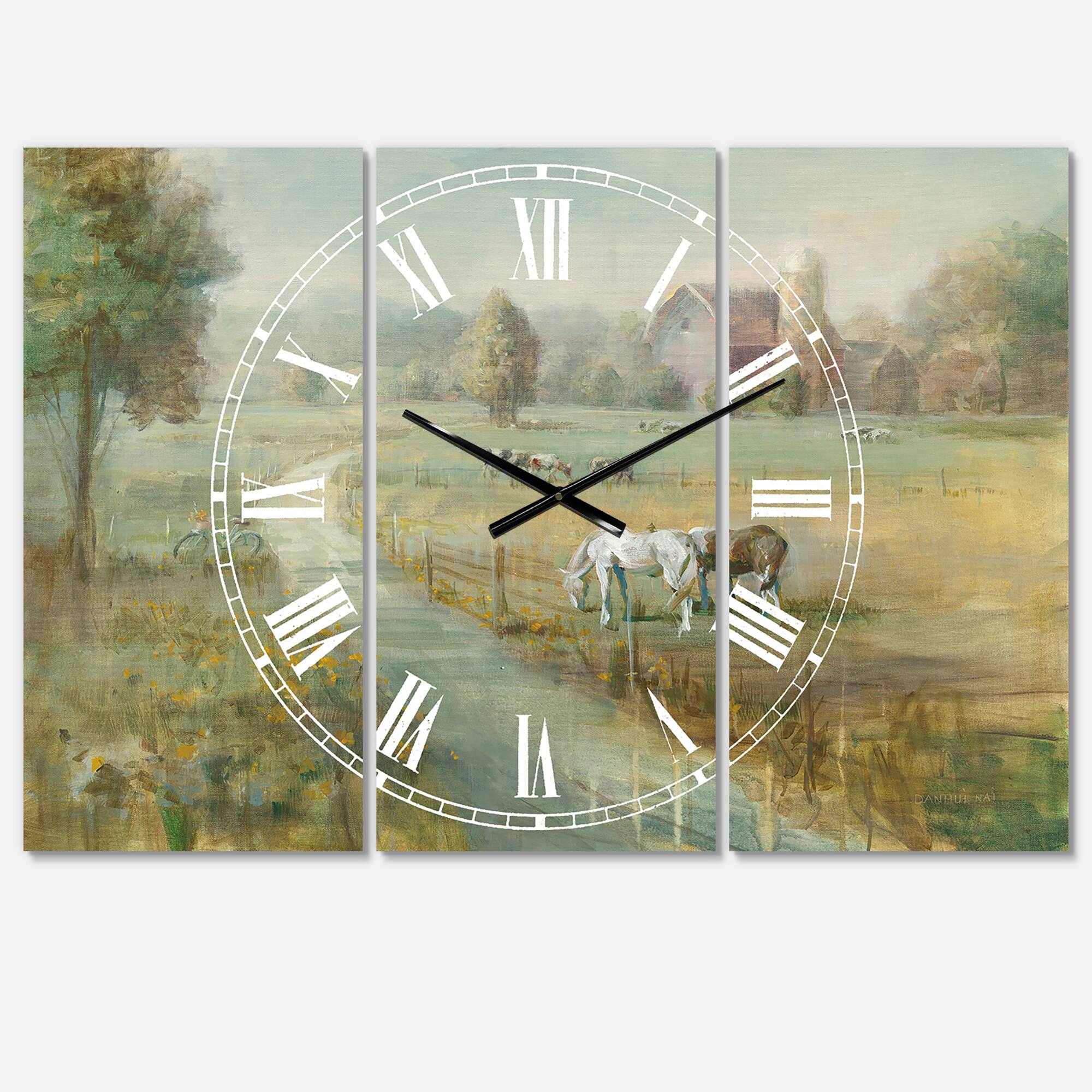 Designart Tranquil Country Field Multipanel Wall Clock