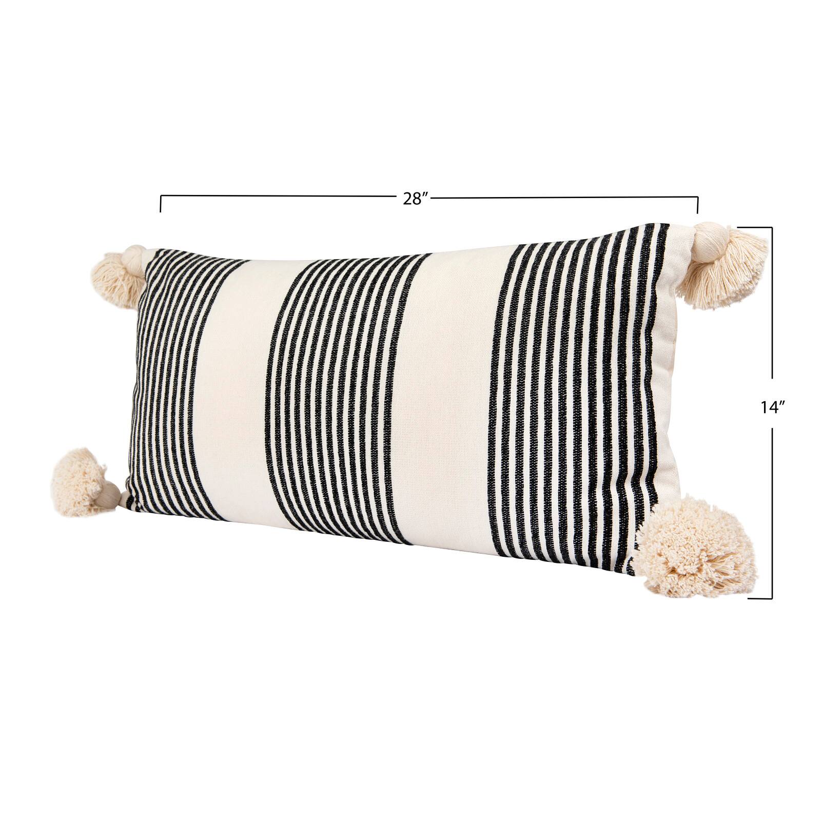 Hello Honey® Black Stripes Cotton & Chenille Throw Pillow