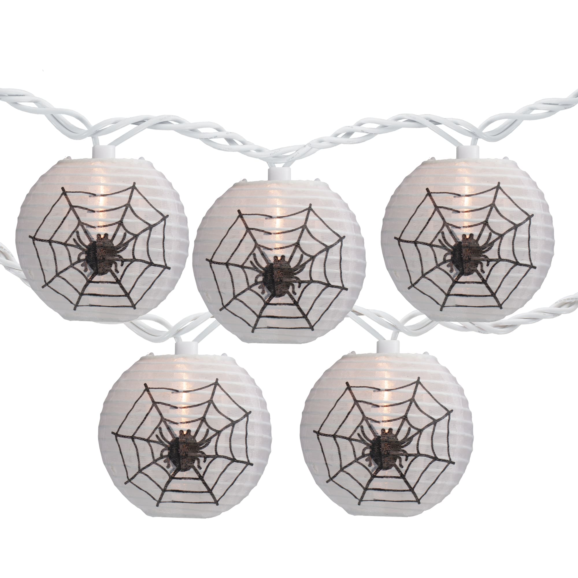 10ct. Black Spider in Web Paper Lantern Halloween Lights