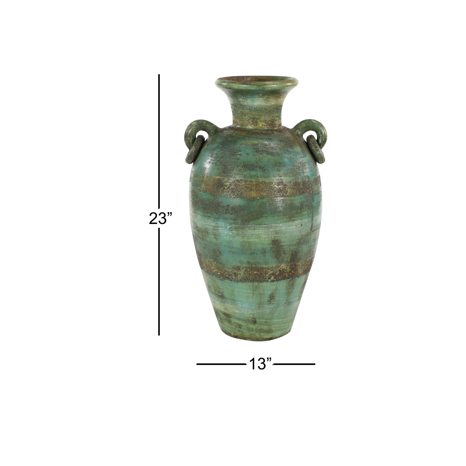 23&#x22; Green Ceramic Rustic Vase