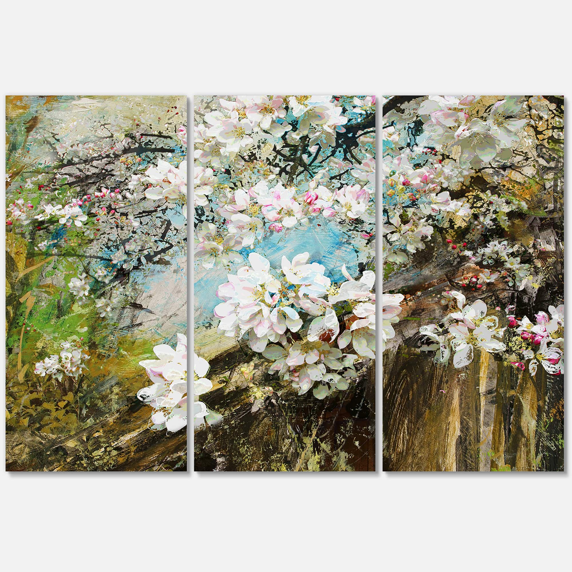 Designart - Apple Blossoms With White Flowers - Floral Art Canvas Print