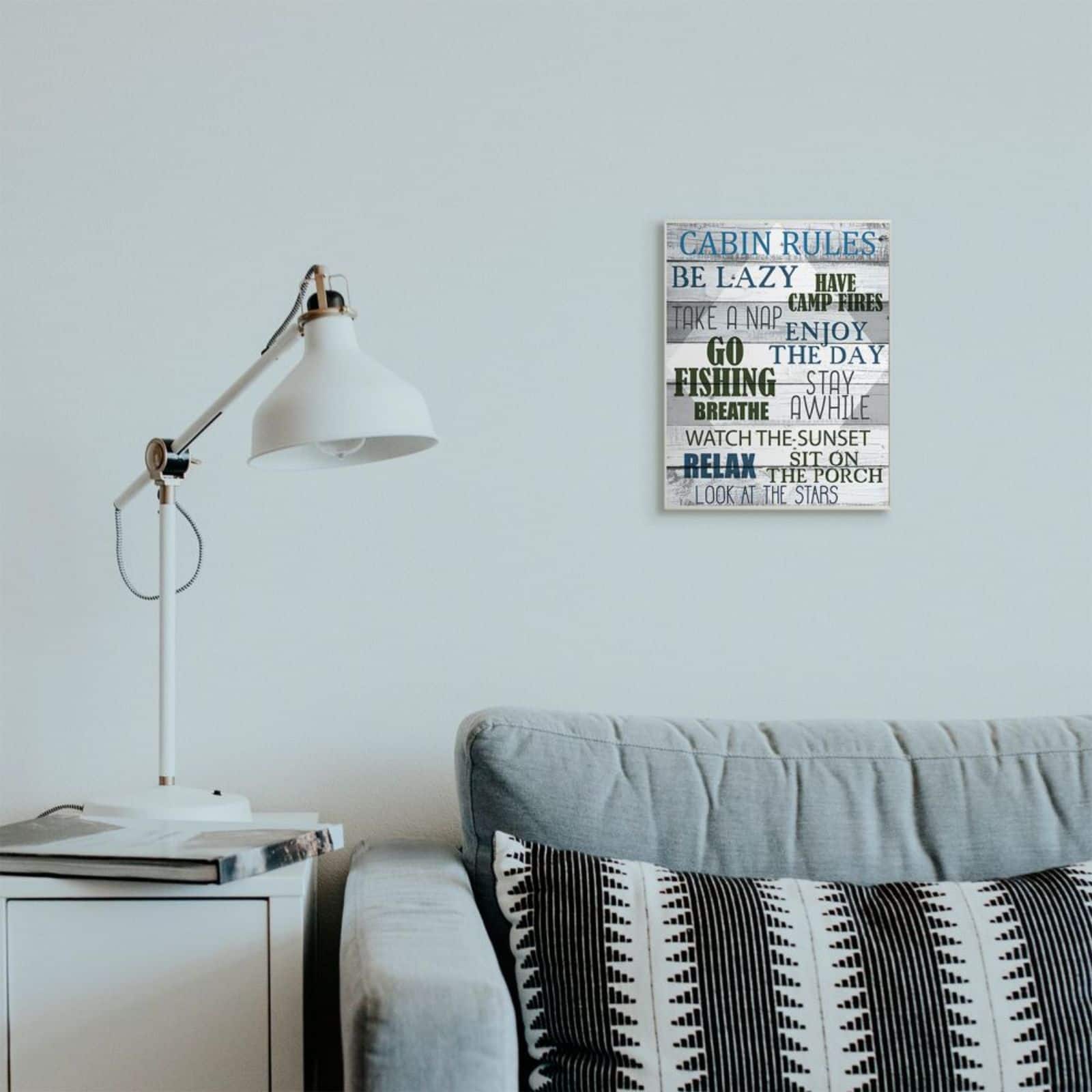 Stupell Industries Green, Black & Blue Cabin Rules Phrases Wall Plaque