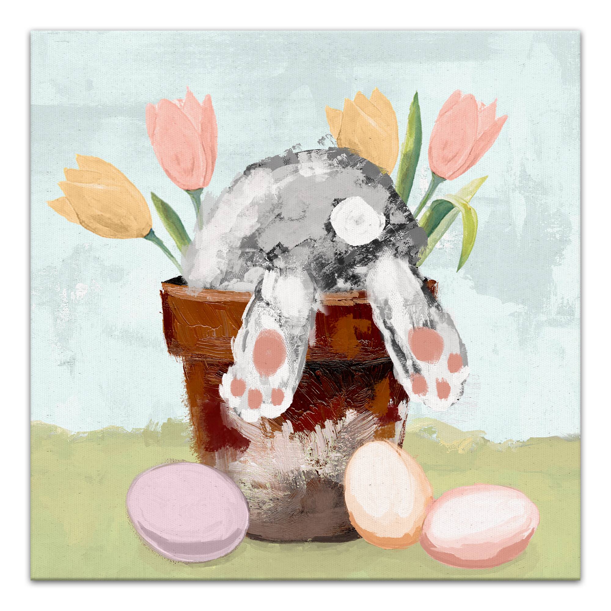 Bunny in Pot 16" x 16" Canvas Wall Art