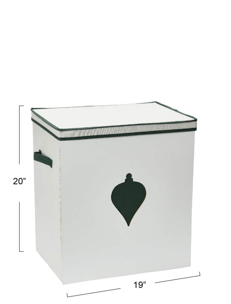 Household Essentials Green &#x26; White Ornament Storage Box