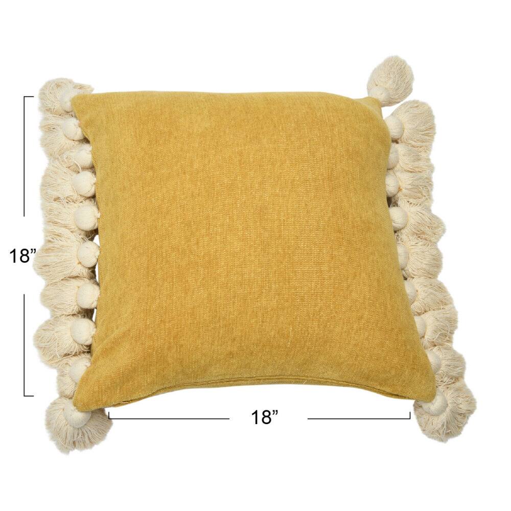 Hello Honey® Yellow Chenille Throw Pillow with Tassels