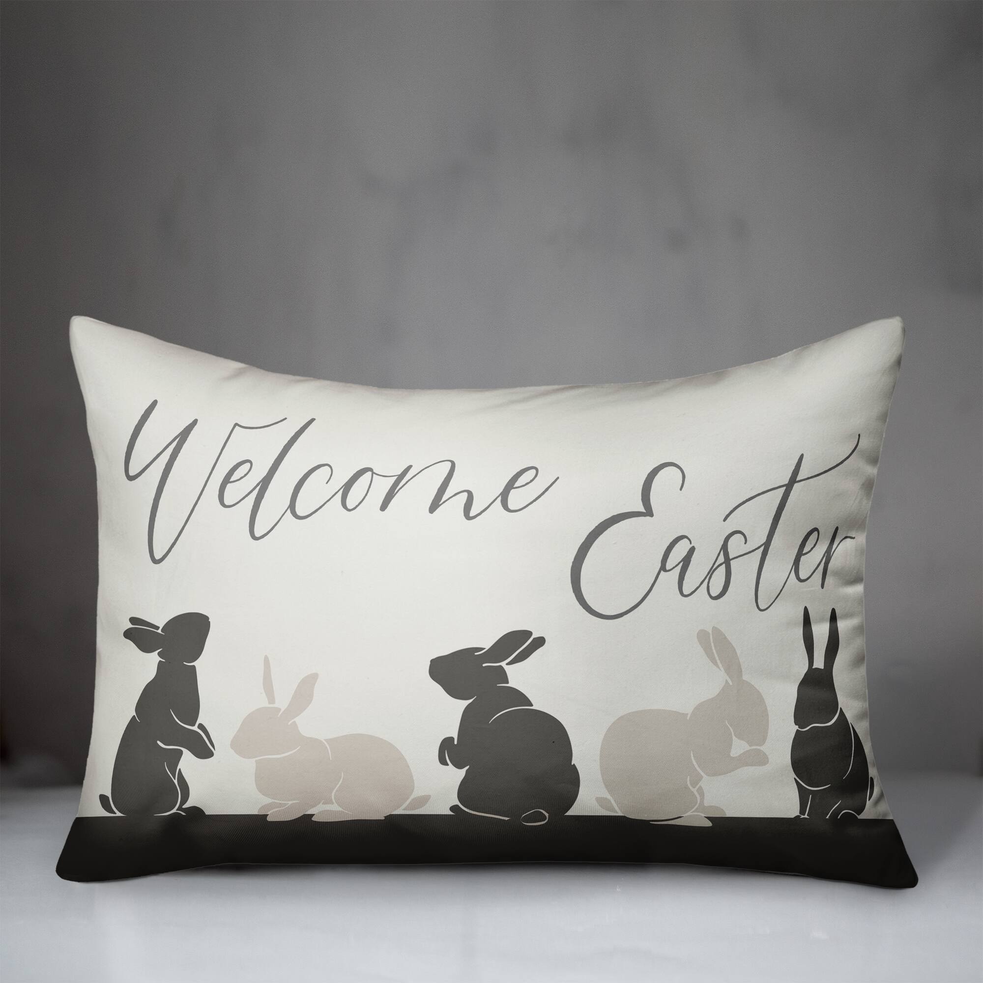 Welcome Easter Bunny Pillow 4 14" x 20" Throw Pillow