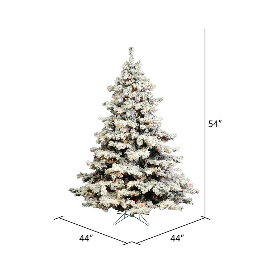 4.5ft. Pre-Lit Flocked Alaskan Pine Artificial Christmas Tree, Multicolor Dura-Lit&#x2122; Lights