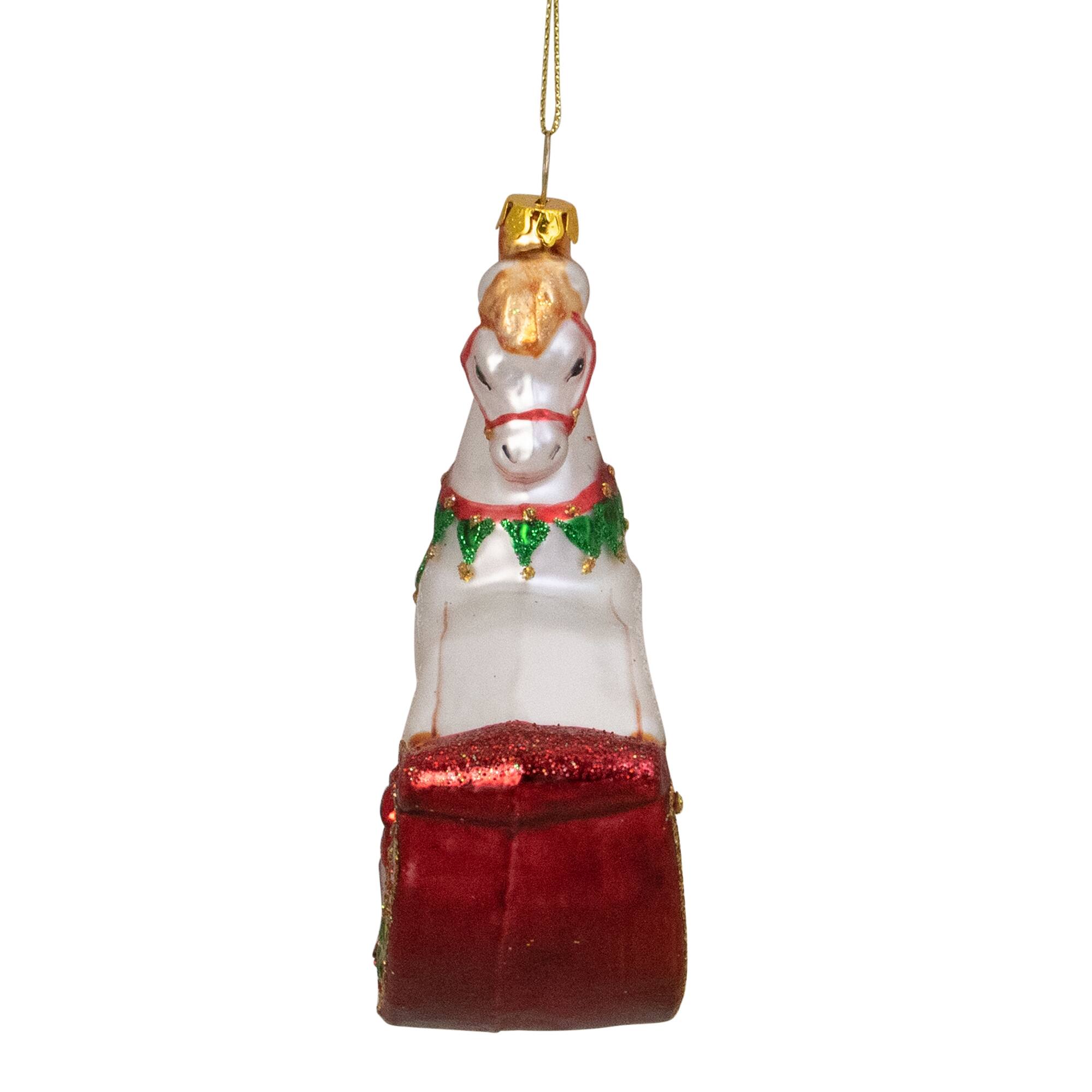 5&#x22; Glass Traditional Rocking Horse with Gifts Ornament