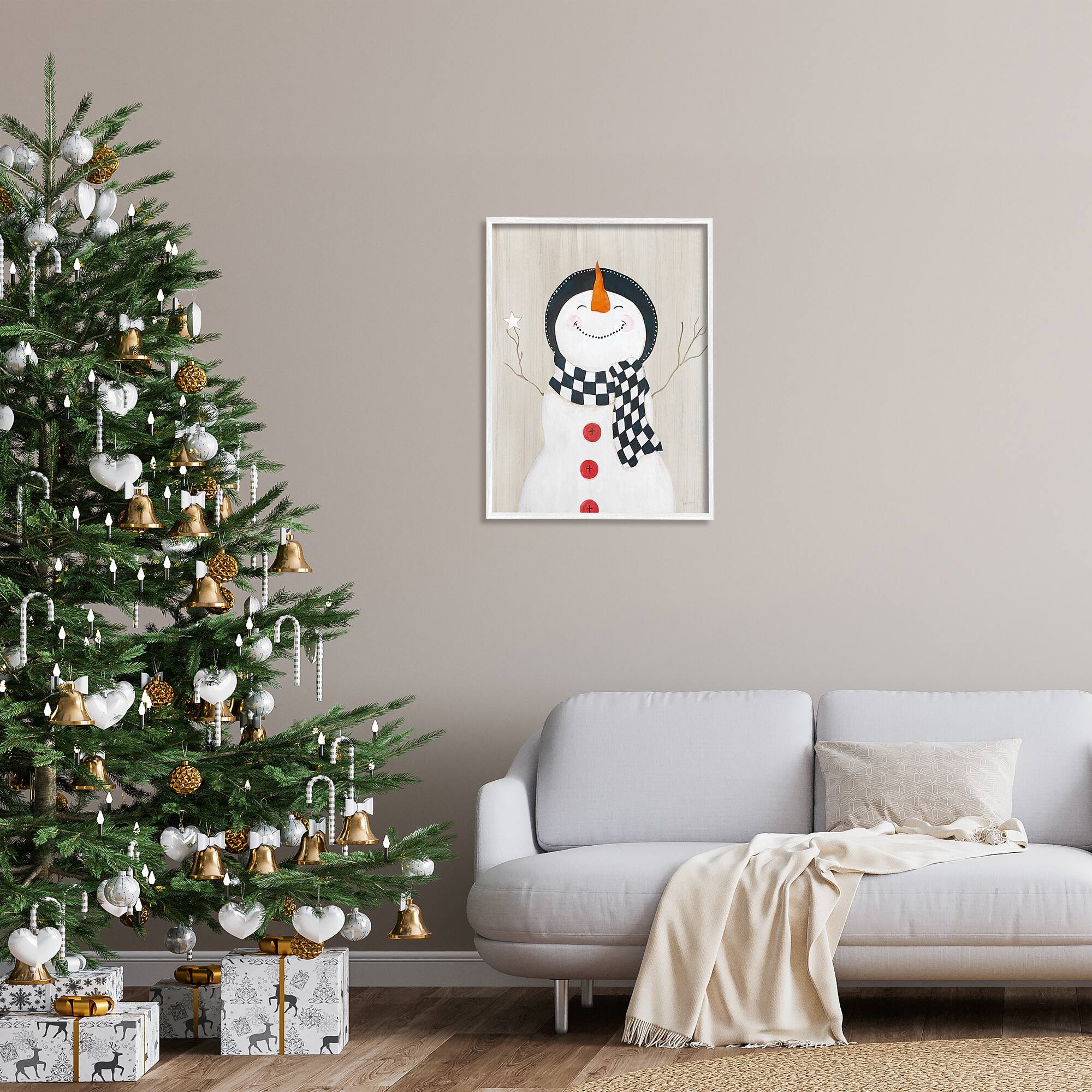 Stupell Industries 24" x 30" Happy Smiling Winter Snowman Giclée Wall Art