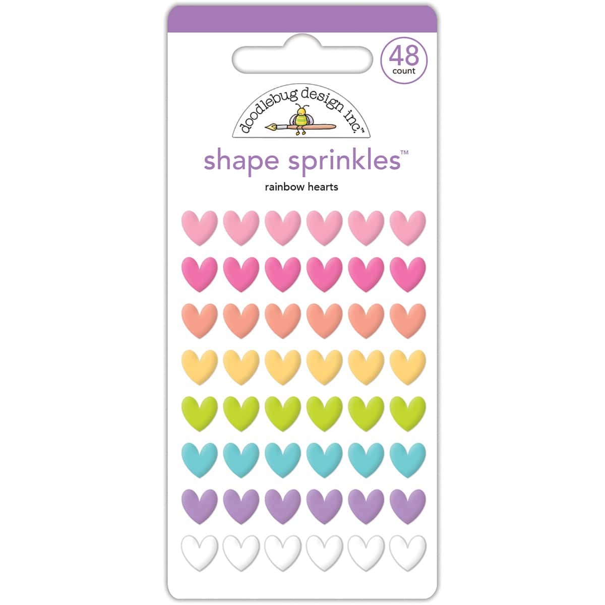 Doodlebug Design Inc.&#x2122; Sprinkles&#x2122; Rainbow Hearts Adhesive Glossy Enamel Shapes