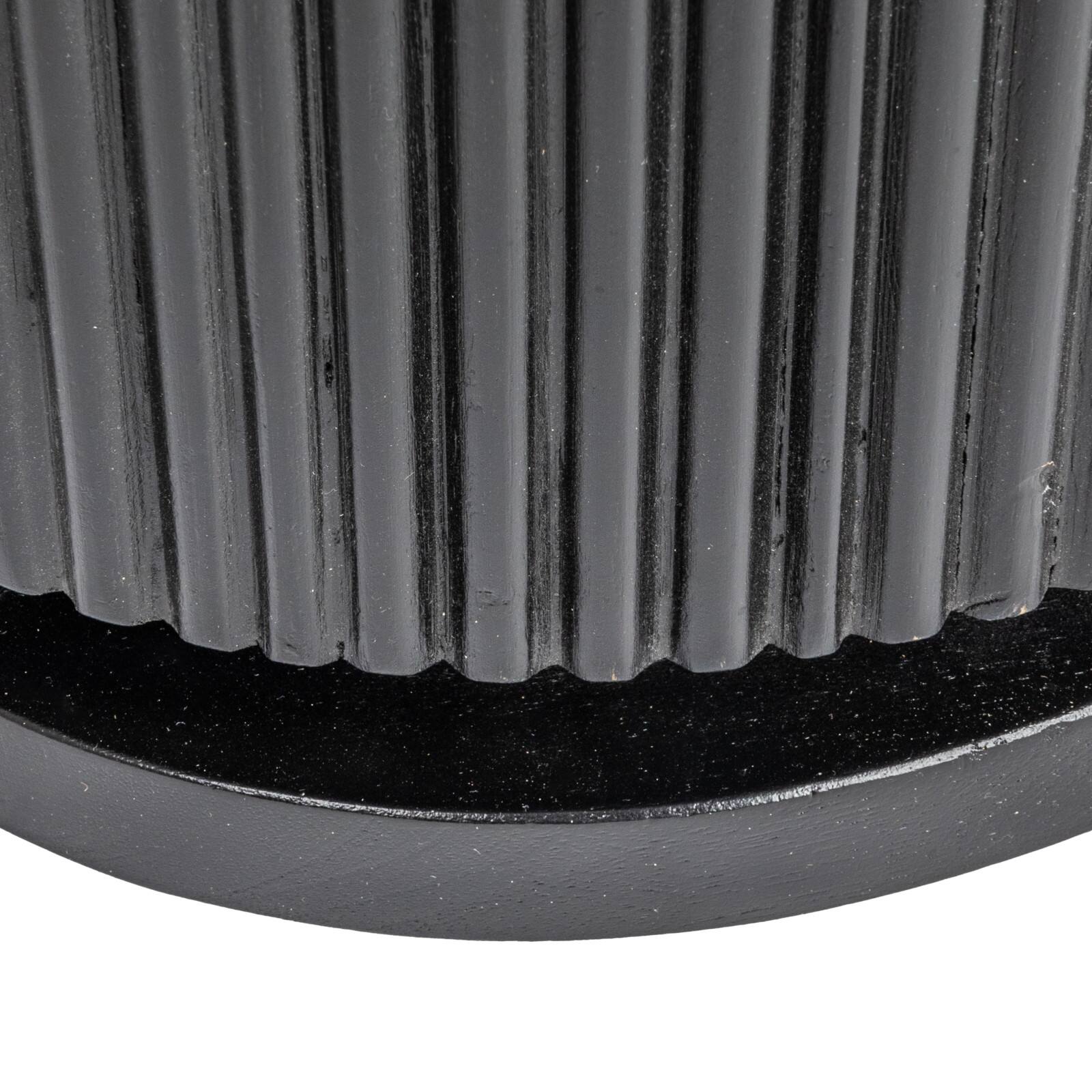 Hello Honey&#xAE; Stained Black Round Mango Wood Pedestal Side Table with Ribbed Base