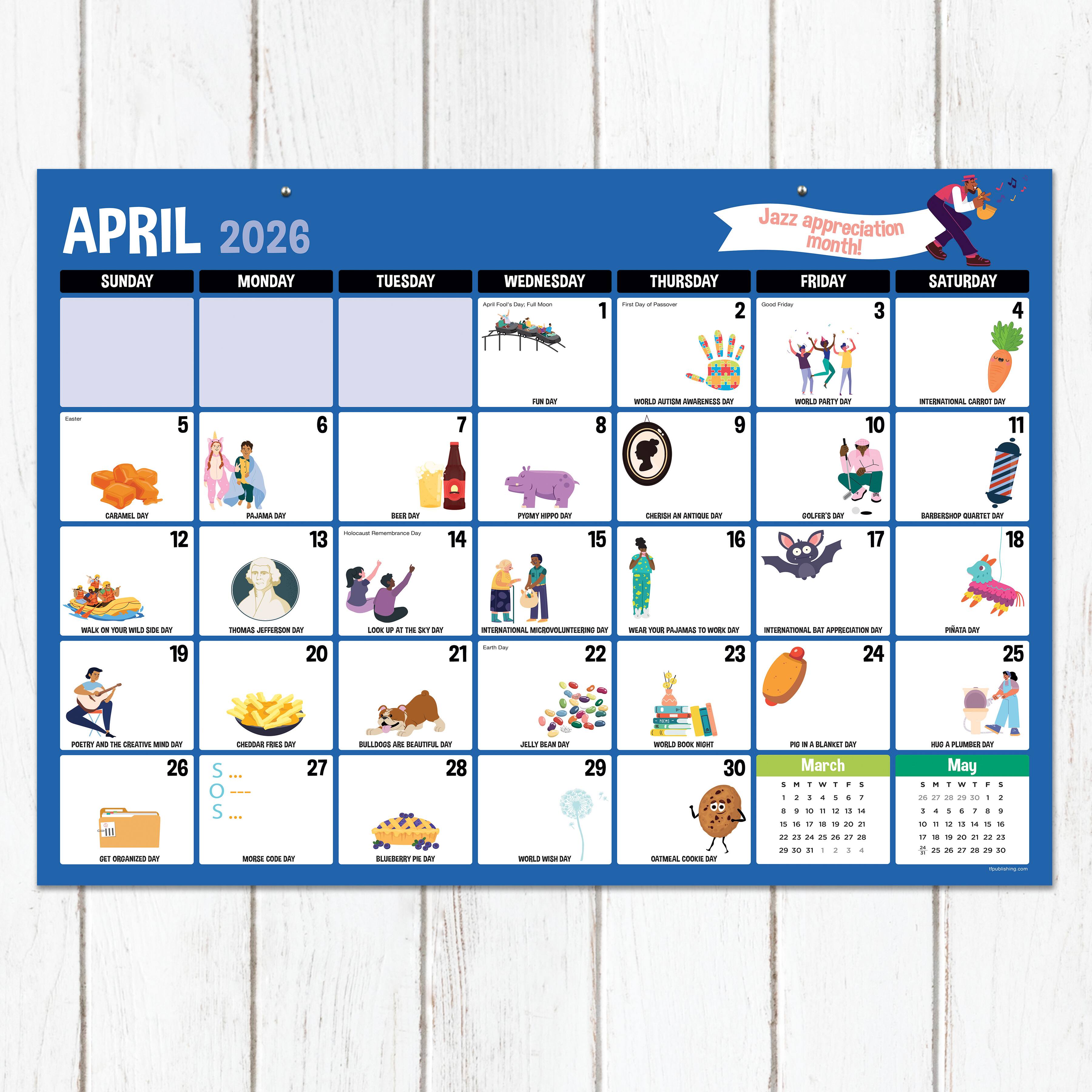 2026 Every Day's A Holiday Medium Desk Pad Monthly Blotter Calendar