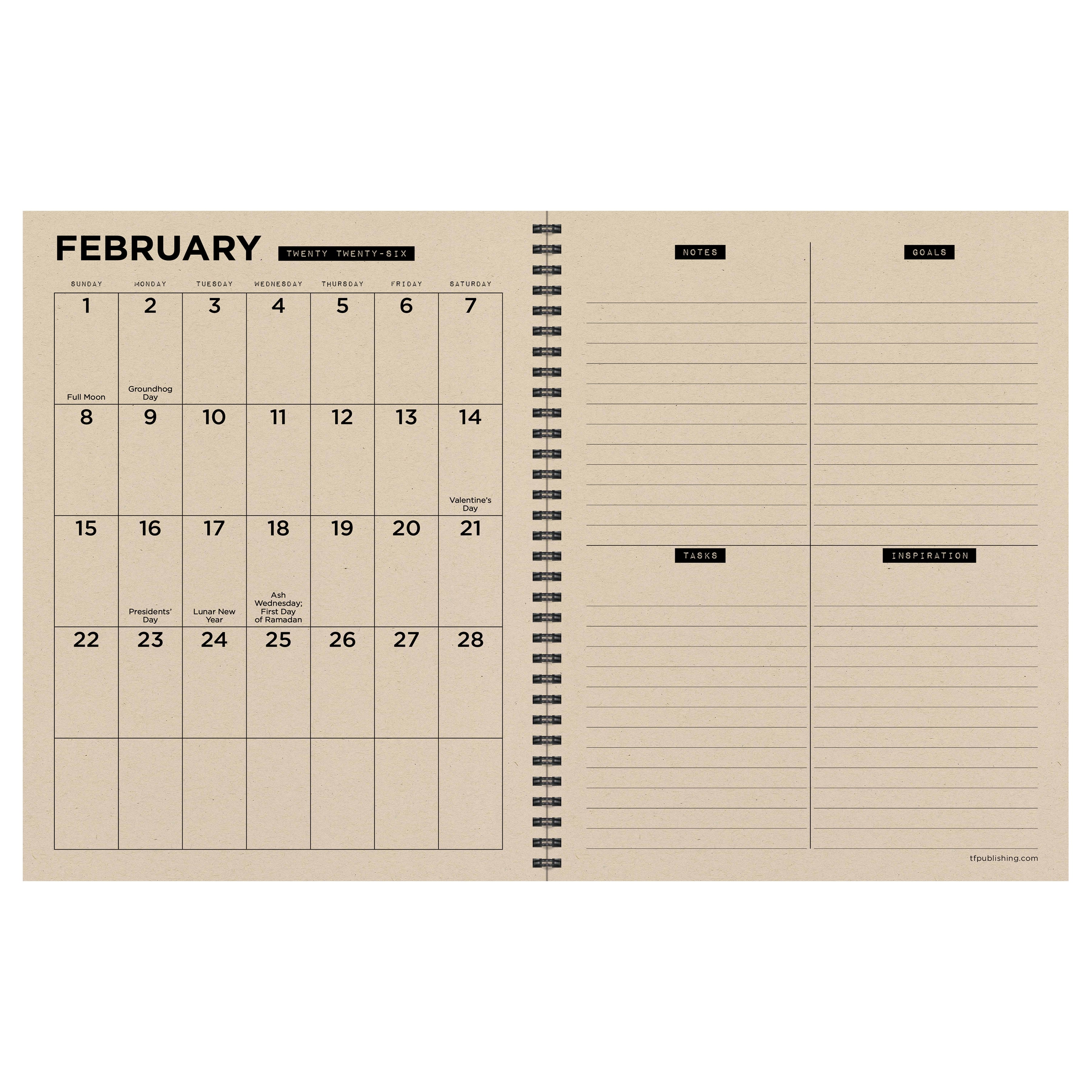 2026 Burnt Black Large Weekly Monthly Planner