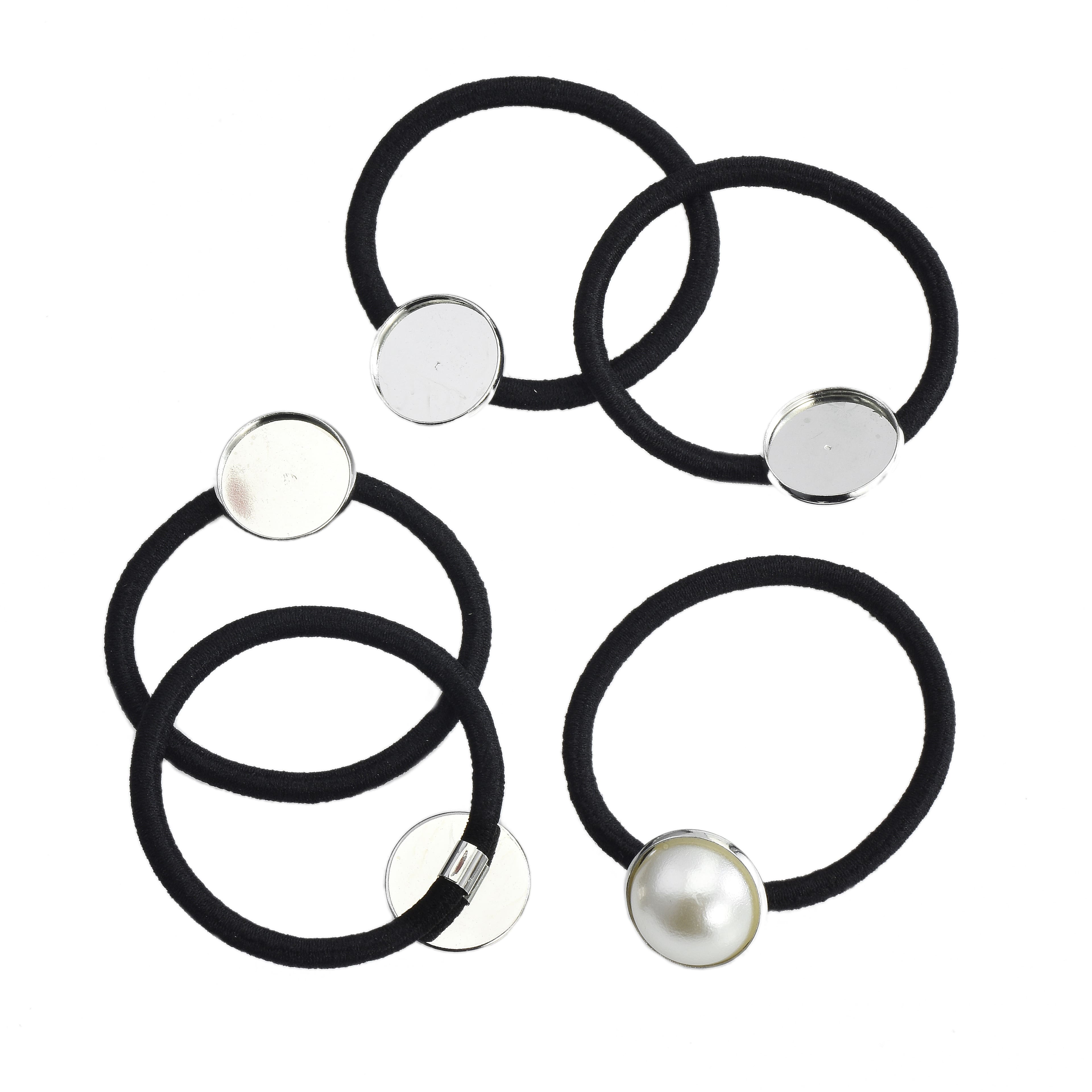 Attache-cheveux noirs de 17,7&#xA0;mm avec flan circulaire de Bead Landing, 6&#xA0;unit&#xE9;s