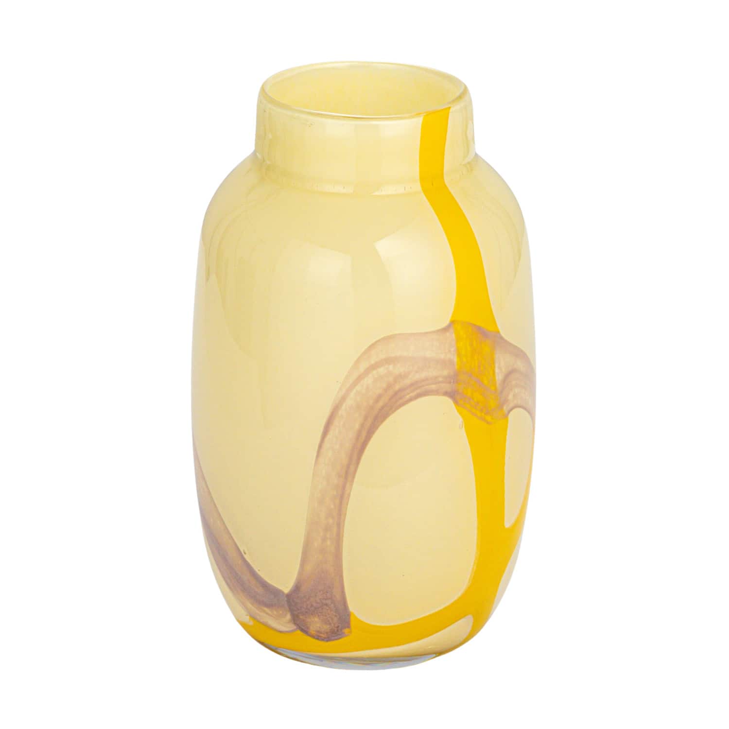 Hello Honey® 9.5" Yellow & Purple Decorative Glass Vase with Abstract Design