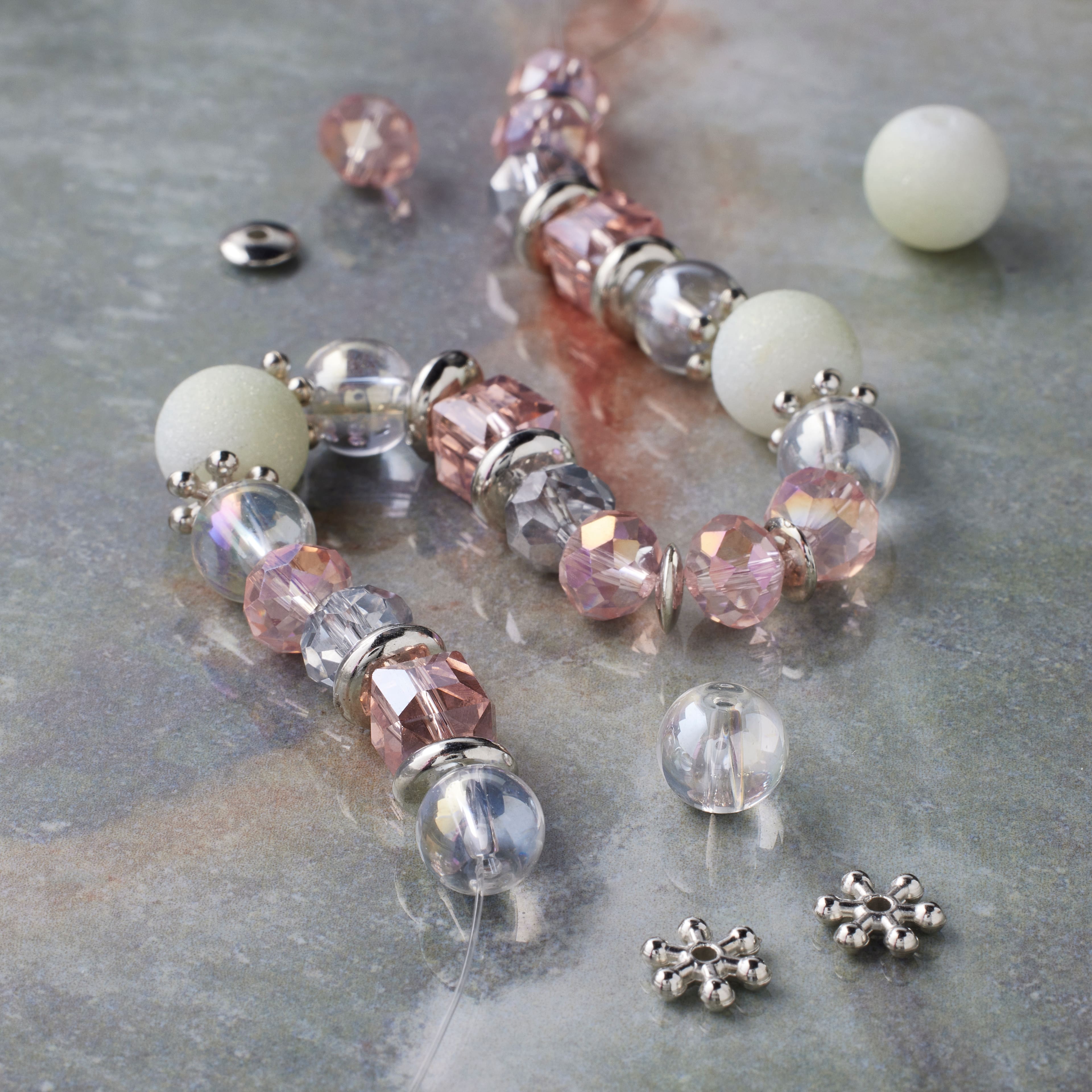 12 Pack: Pink & White Glass Round Beads Mix by Bead Landing™