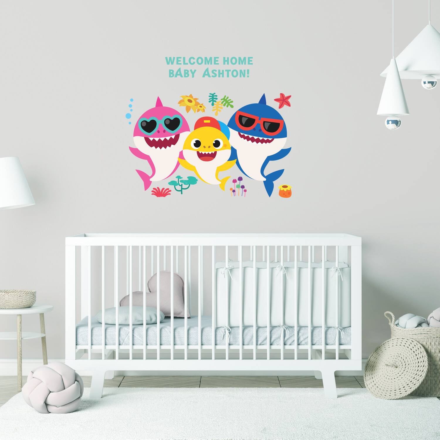 RoomMates Baby Shark Peel & Stick Giant Wall Decal Set with Alphabet