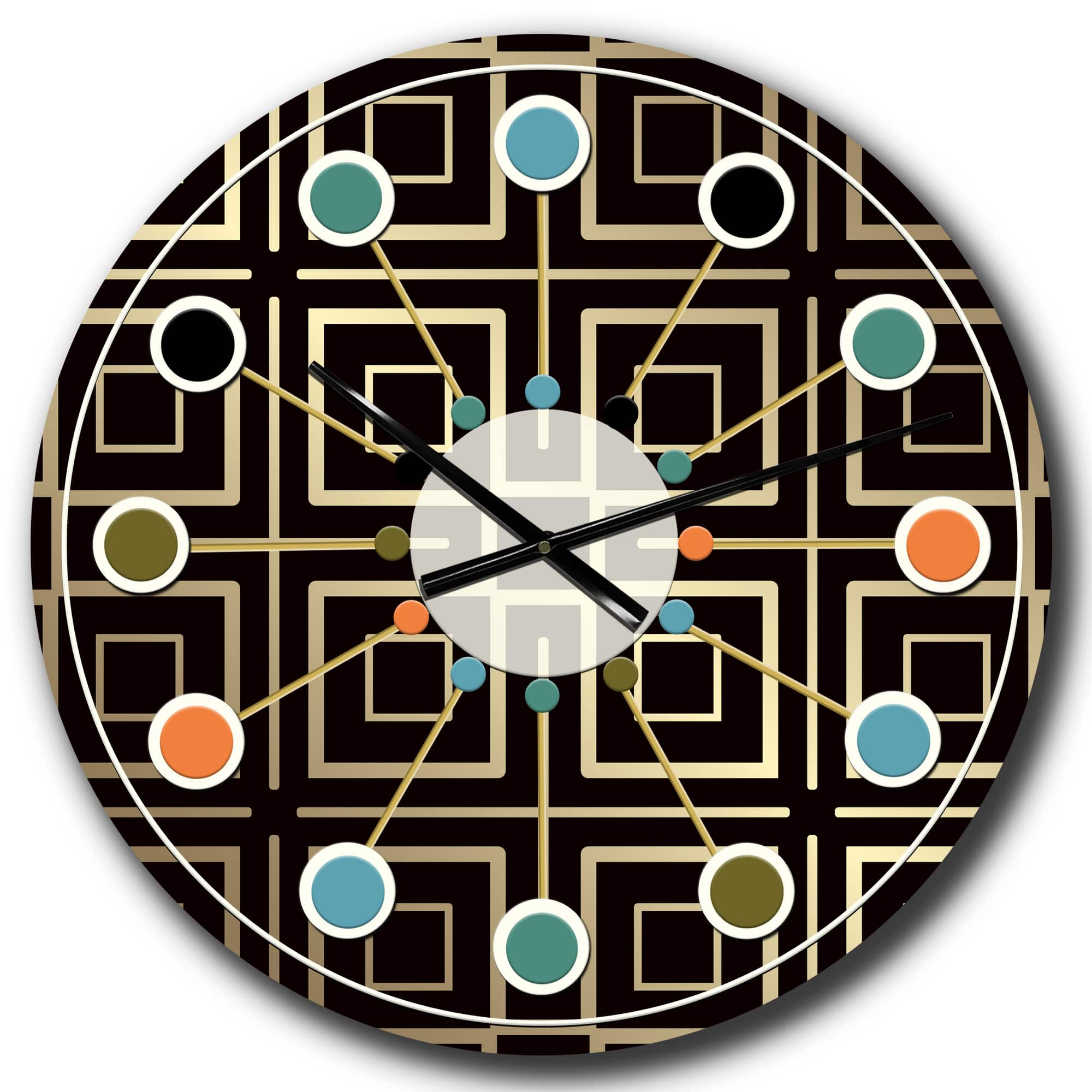 Designart &#x27;Golden Luxury Metallic Geometrics Xii Mid-Century Modern Wall Clock