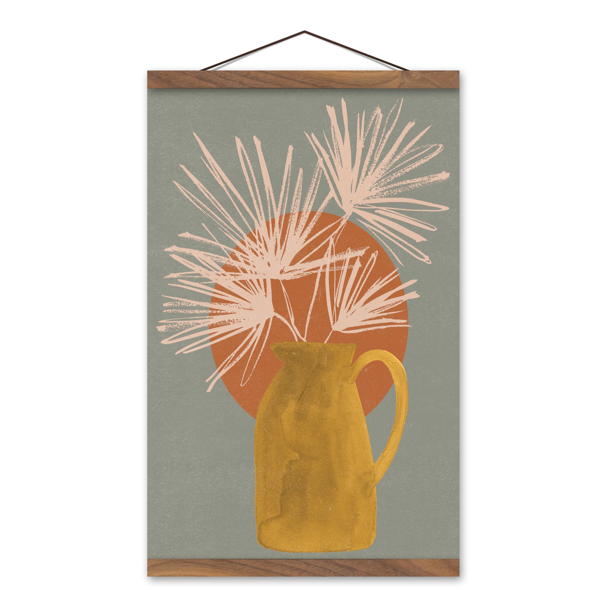Sunkist Vase Teak Hanging Canvas