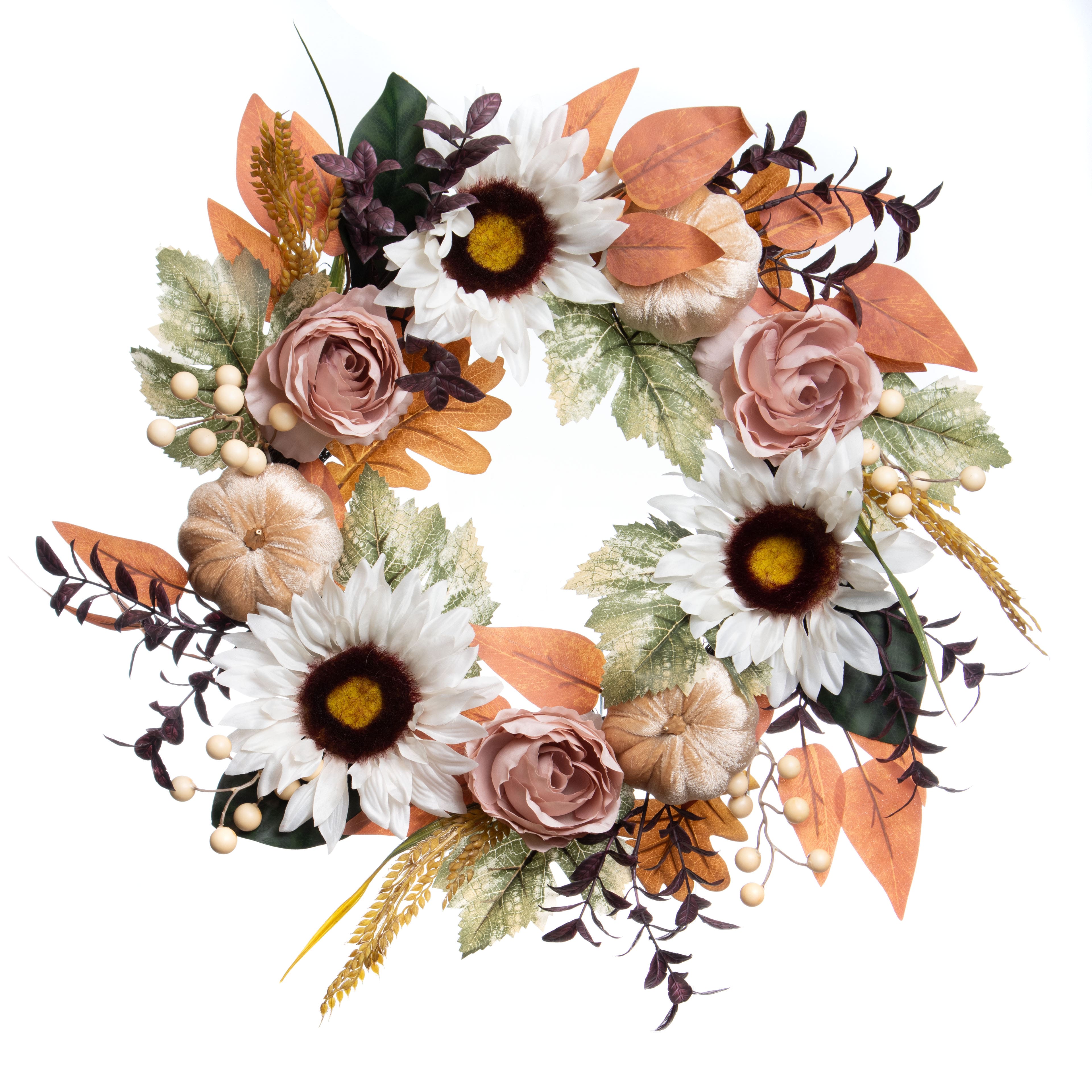 22" Sunflower, Pumpkin & Rose Wreath by Ashland®
