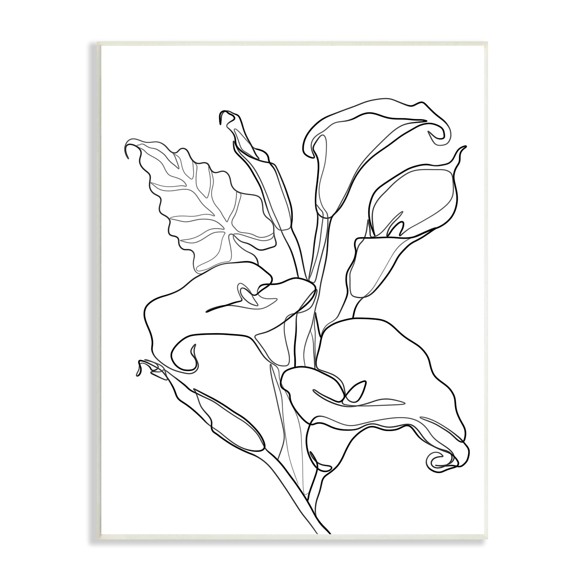 Stupell Industries Calla Lily Floral Stem Modern Minimal Line Drawing Wall Plaque