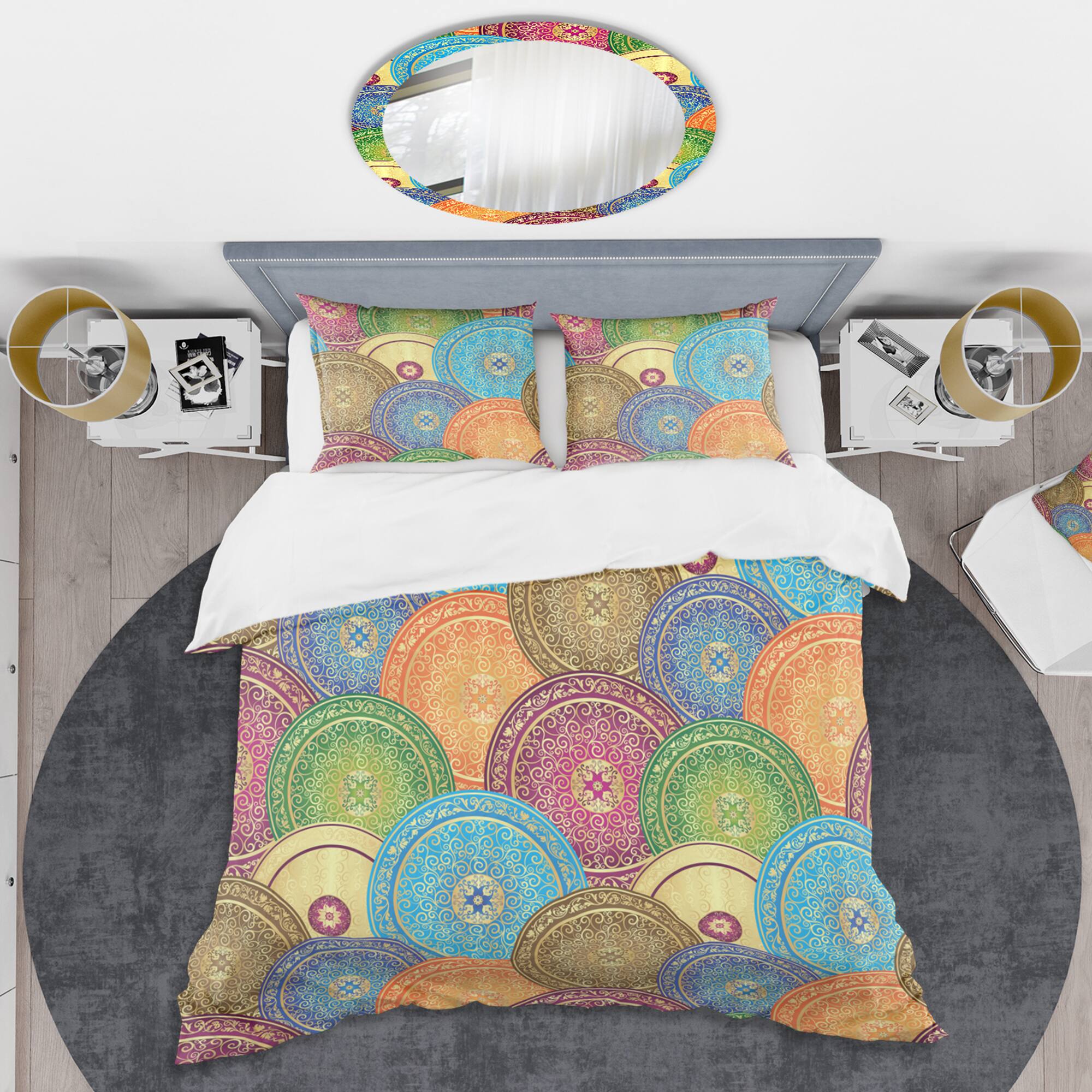 Designart 'Circular Retro Design IV' Mid-Century Duvet Cover Set