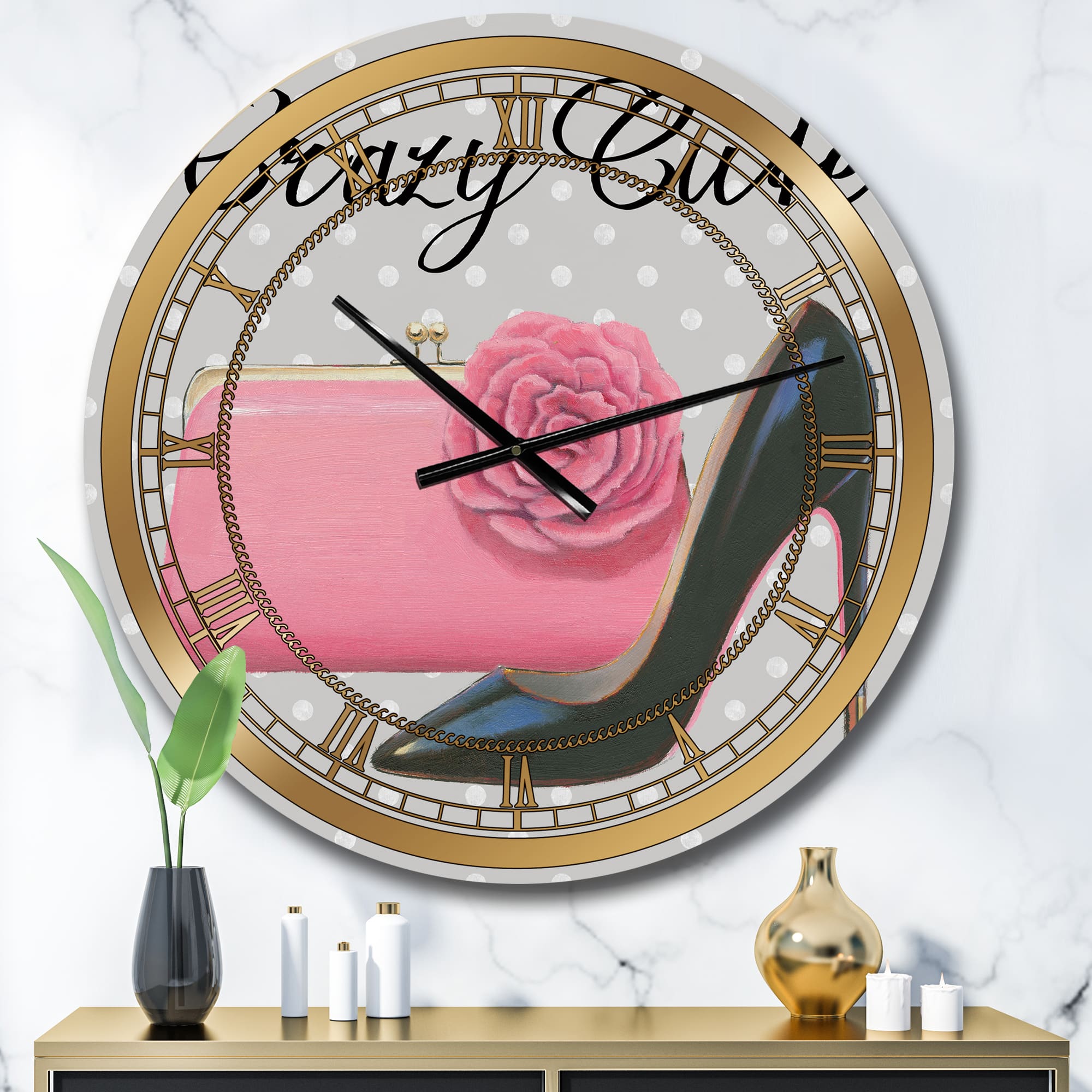 Designart 'Glam Fashion High Heels I Glam Wall Clock
