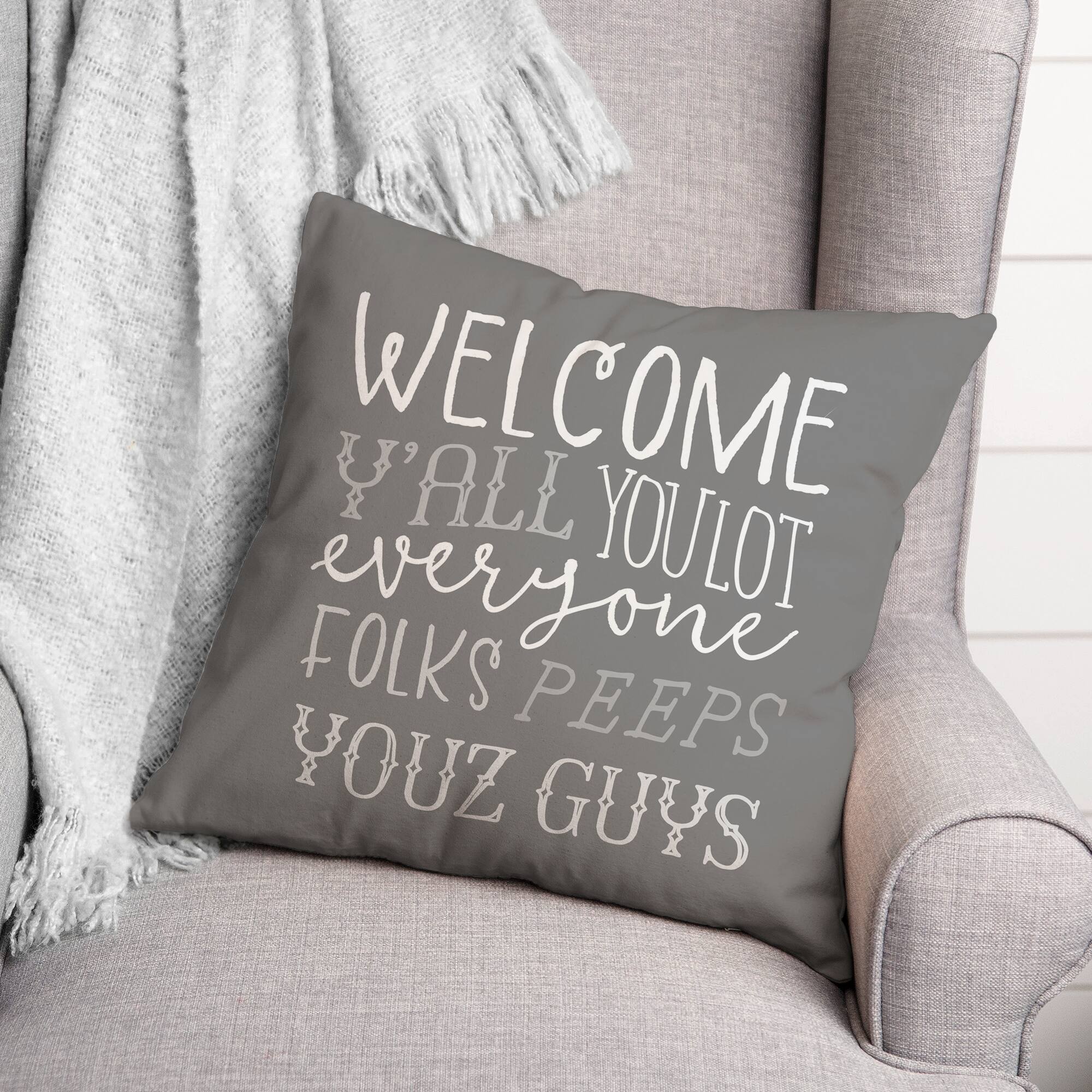 18&#x22; x 18&#x22; Welcome Y&#x27;all Versatile Throw Pillow