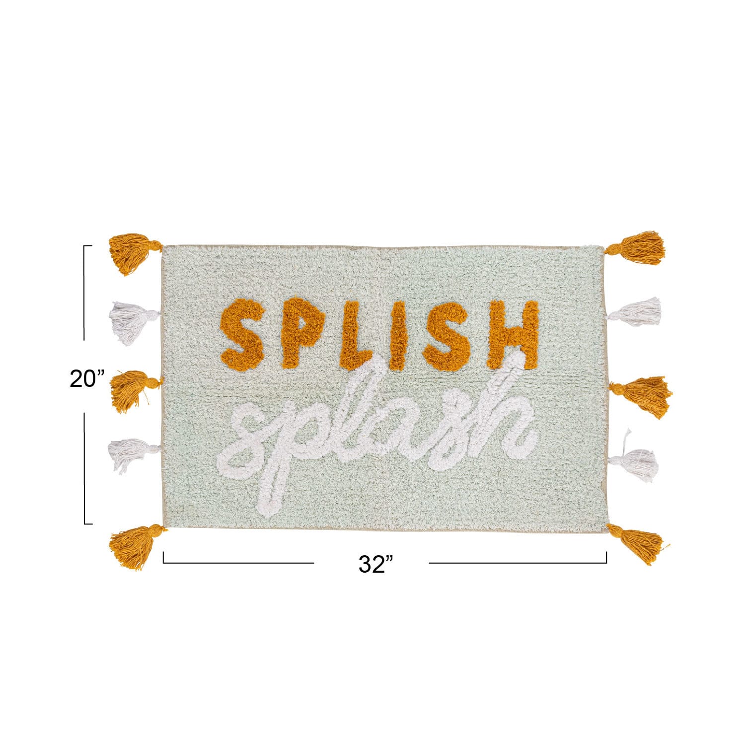 Splish Splash Embroidered Cotton Blend Bath Mat with Tassels