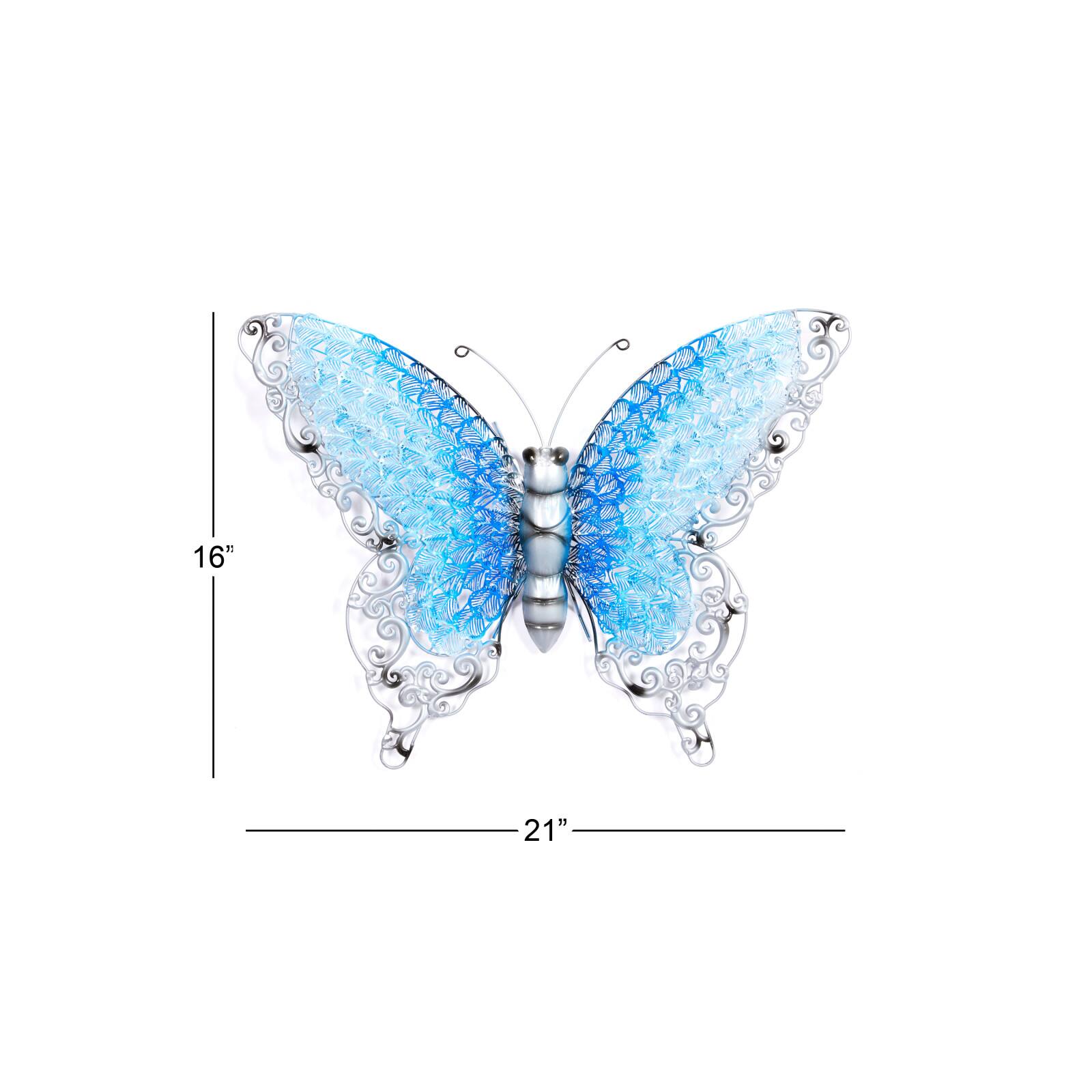 Silver &#x26; Blue Butterfly Eclectic Metal Wall Decor