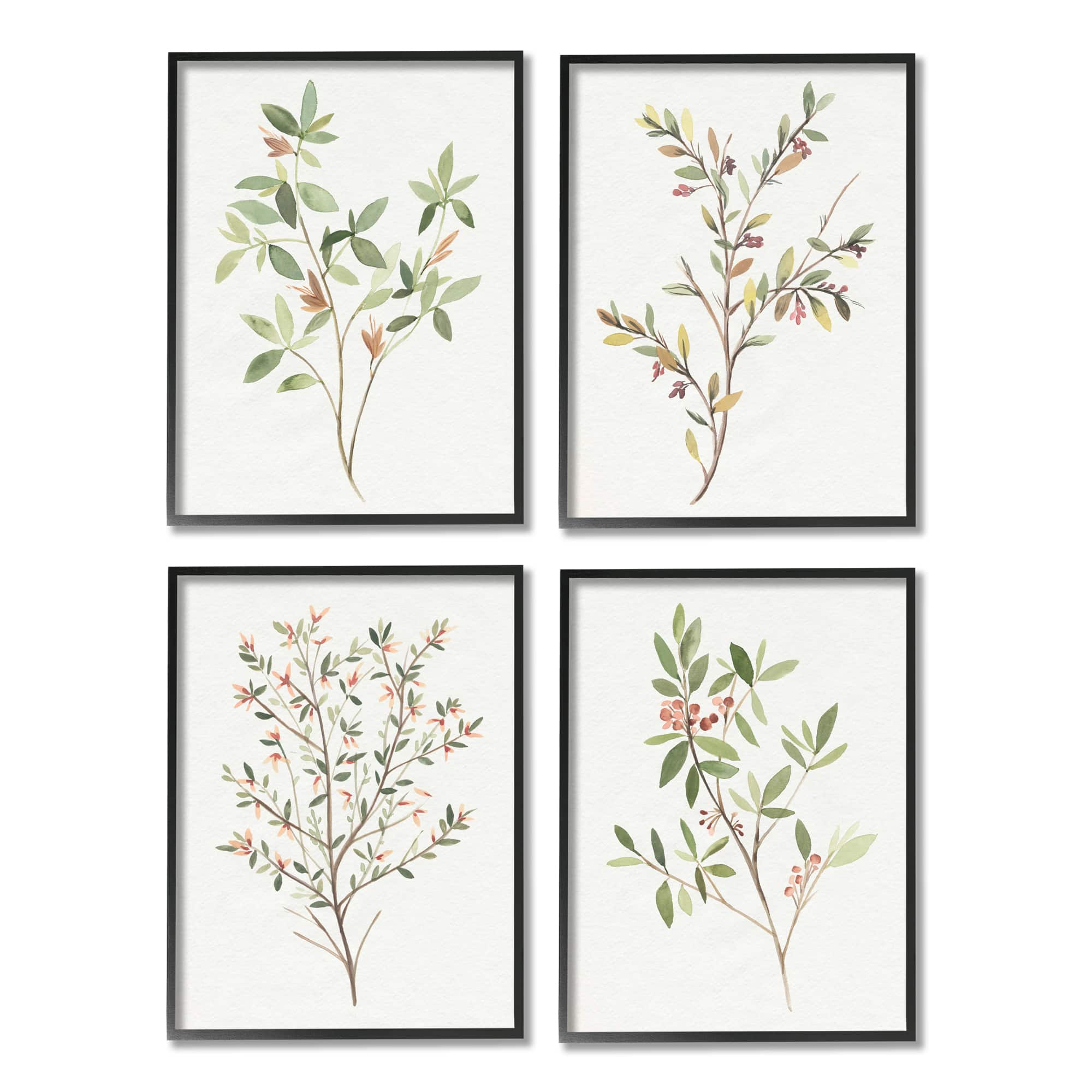Stupell Industries Soft Farmhouse Botanicals Charming Wild Foliage Plant Illustration Framed Wall Art