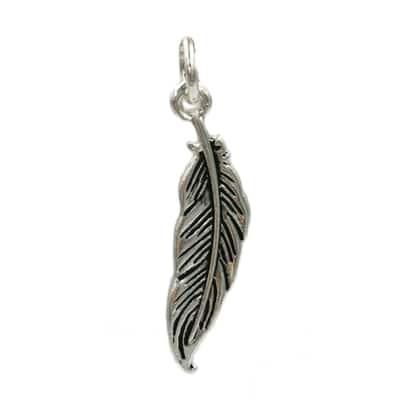 Charmalong™ Antique Silver Plated Feather Charm by Bead Landing™ image