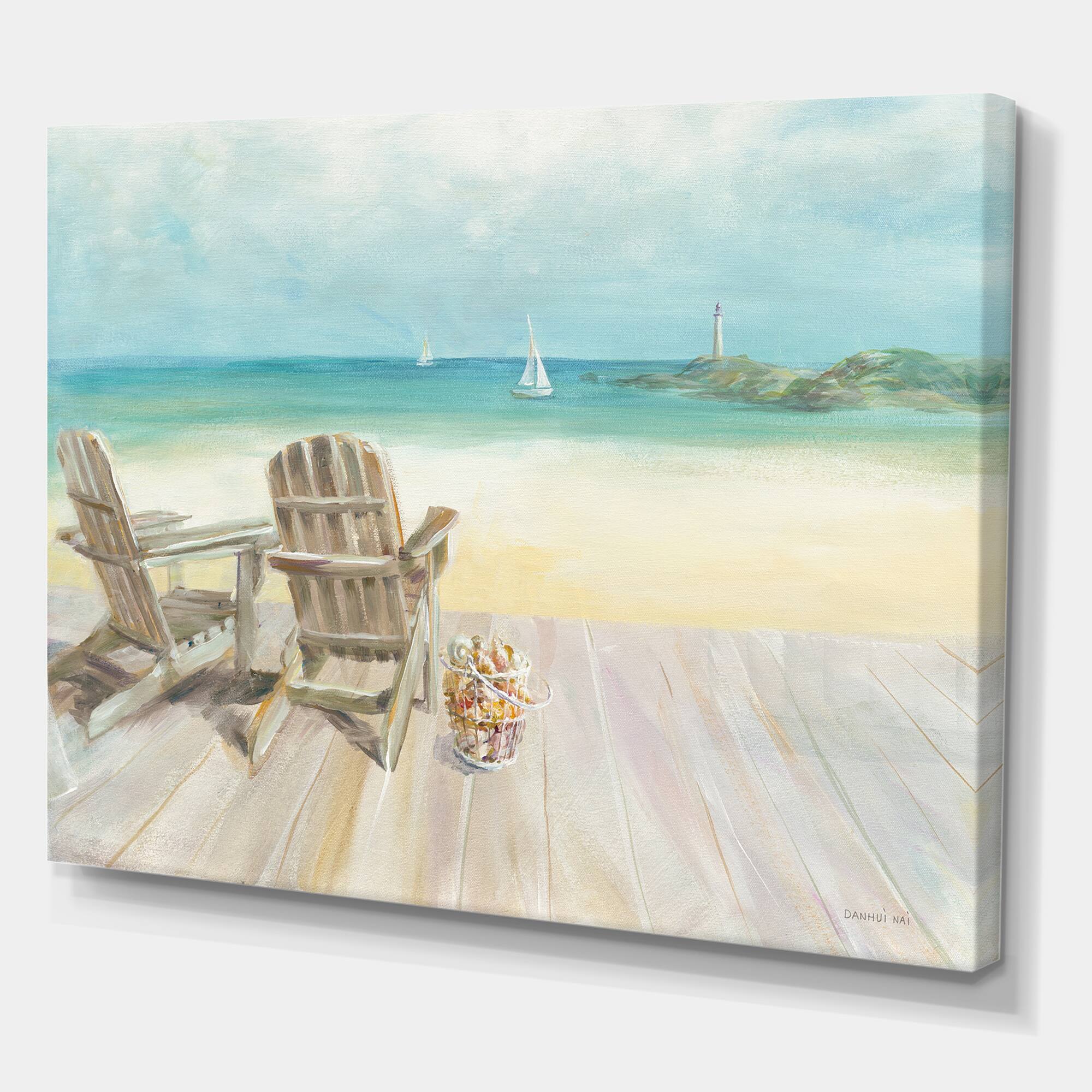 Designart - Seaside Morning no Window - Coastal Gallery-wrapped Canvas in Blue | 32" x 24" | Michaels®