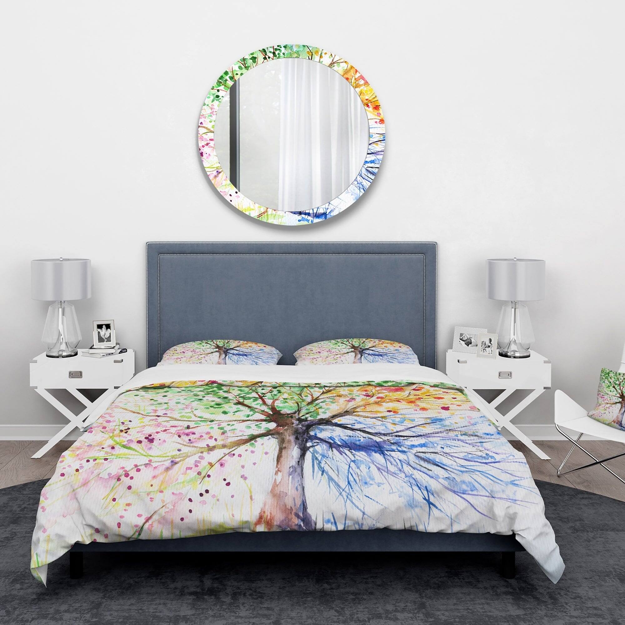 Designart &#x27;Four Seasons Tree&#x27; Floral Bedding Set - Duvet Cover &#x26; Shams