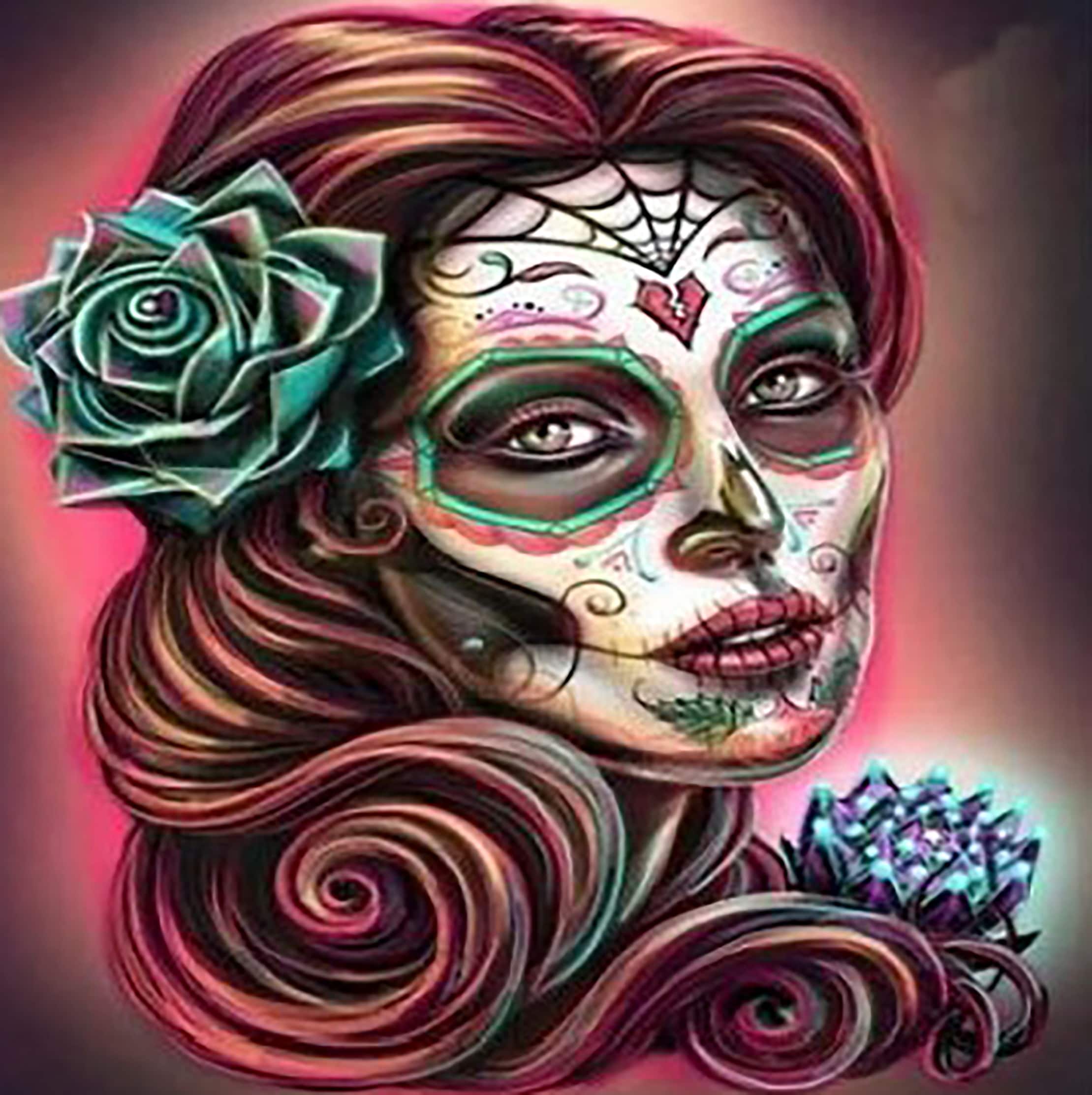 Sparkly Selections Day of the Dead Woman Diamond Painting Kit, Round Diamonds