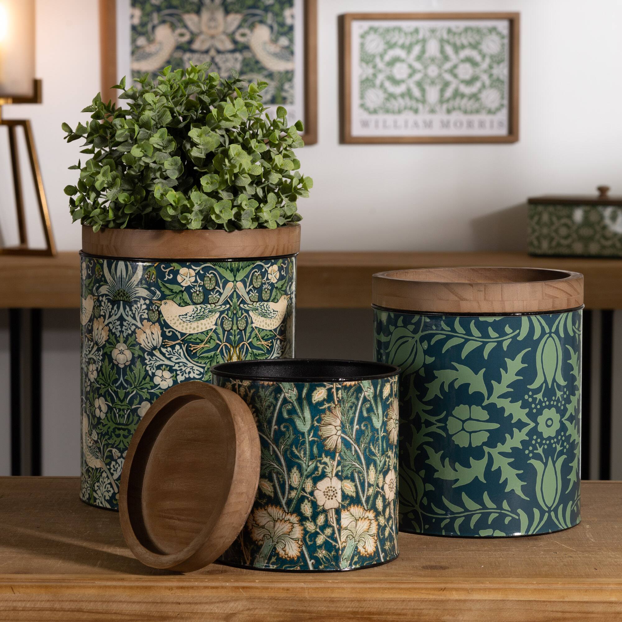 Round William Morris Canister Set