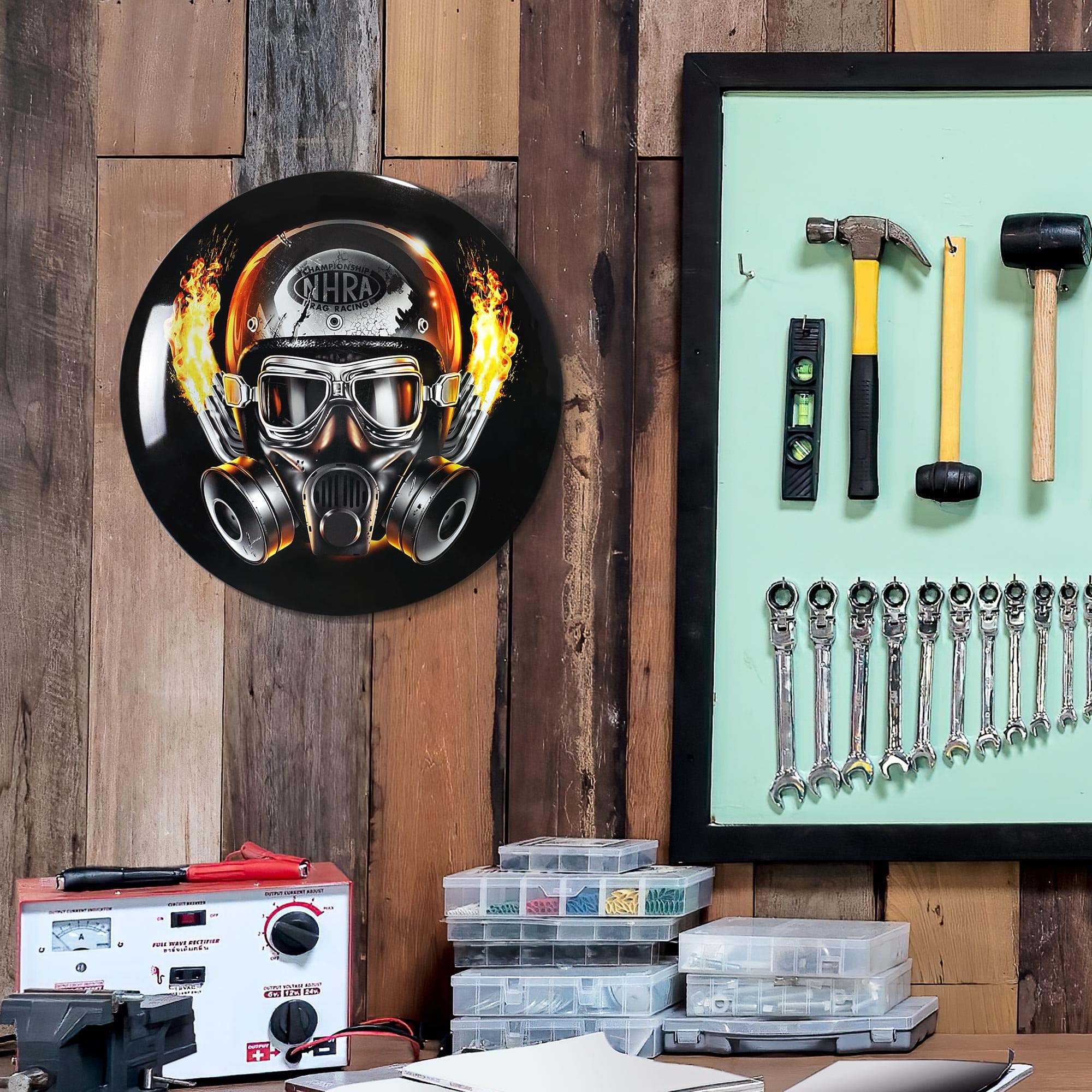 NHRA® Gas Mask Dome Metal Wall Sign