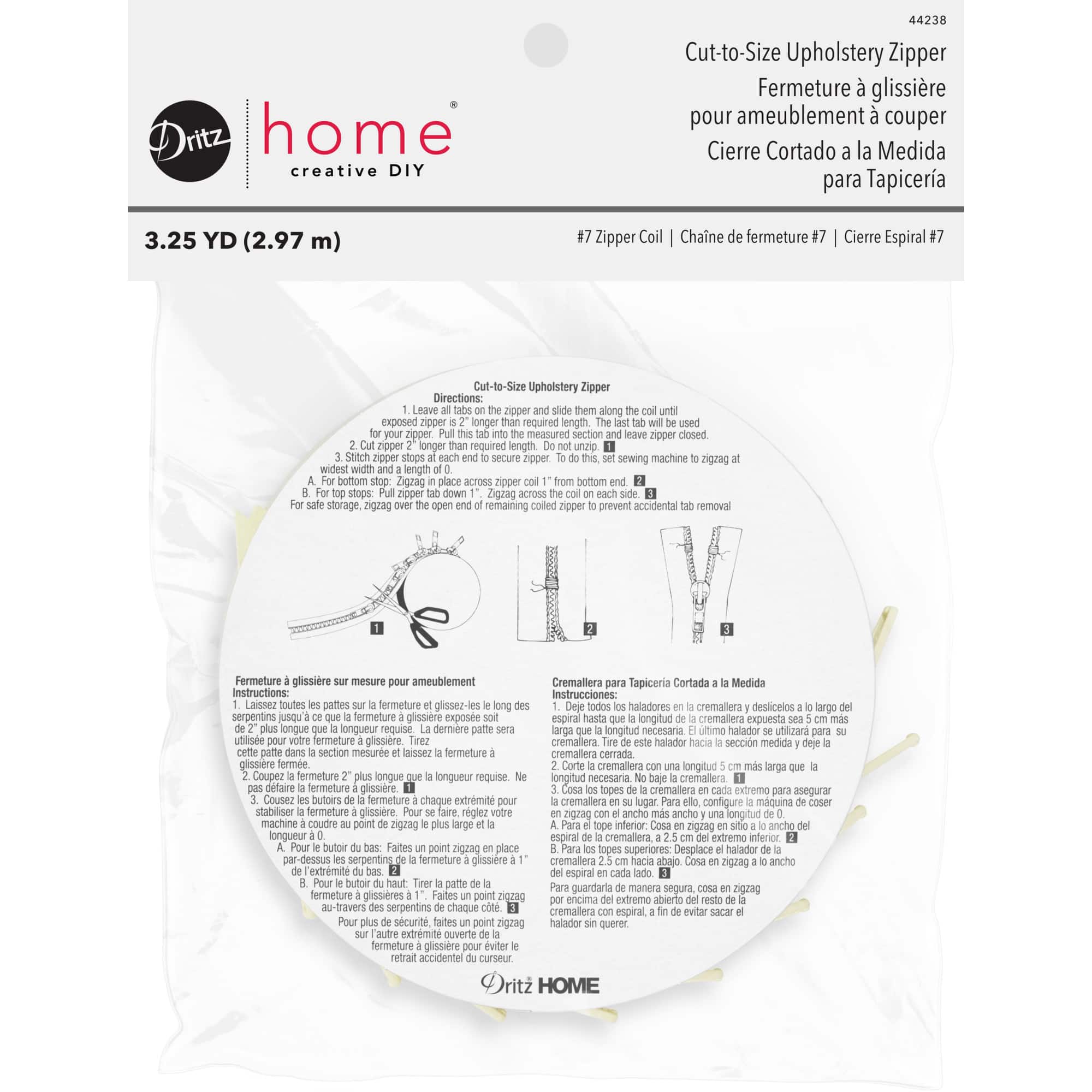 Dritz® Home Cream Cut-To-Size Upholstery Zipper, 3.25yd.