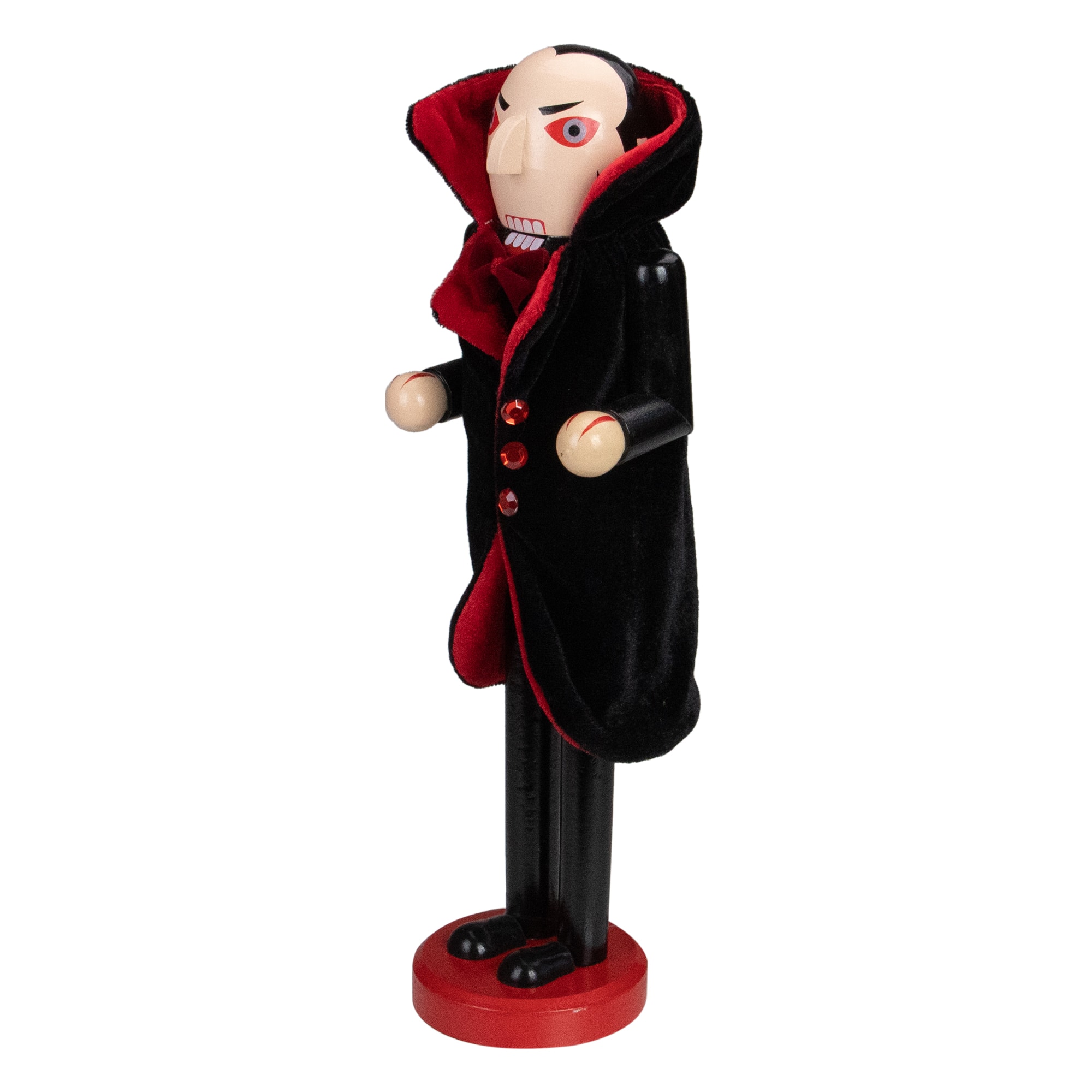 14&#x22; Black &#x26; Red Wooden Vampire Halloween Nutcracker