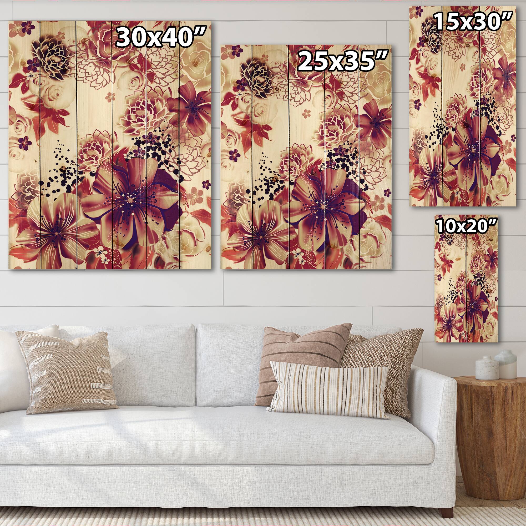 Designart - Pink and Yellow Flowers Retro