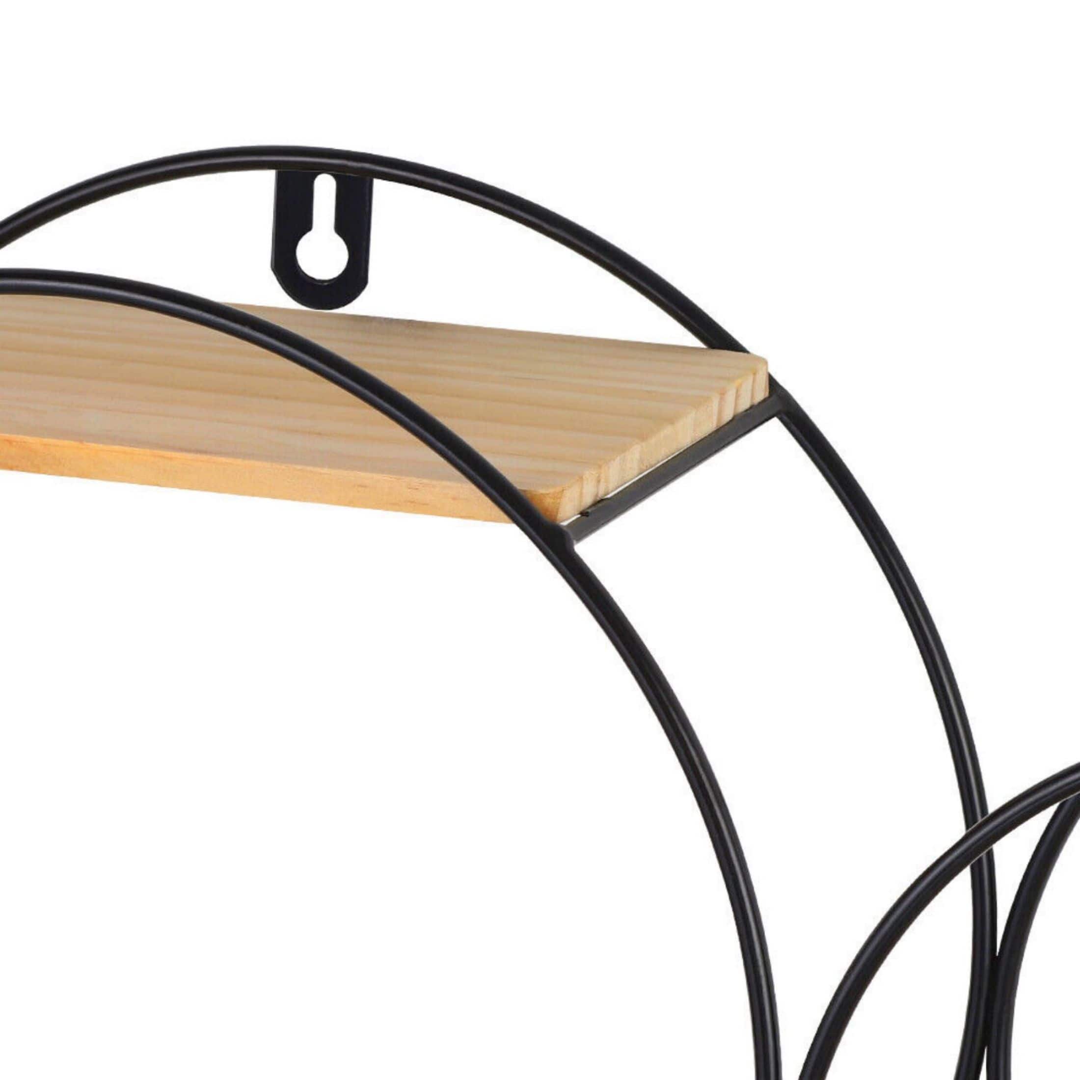 Black Wall Mounted 2-Tier Circular Floating Shelves