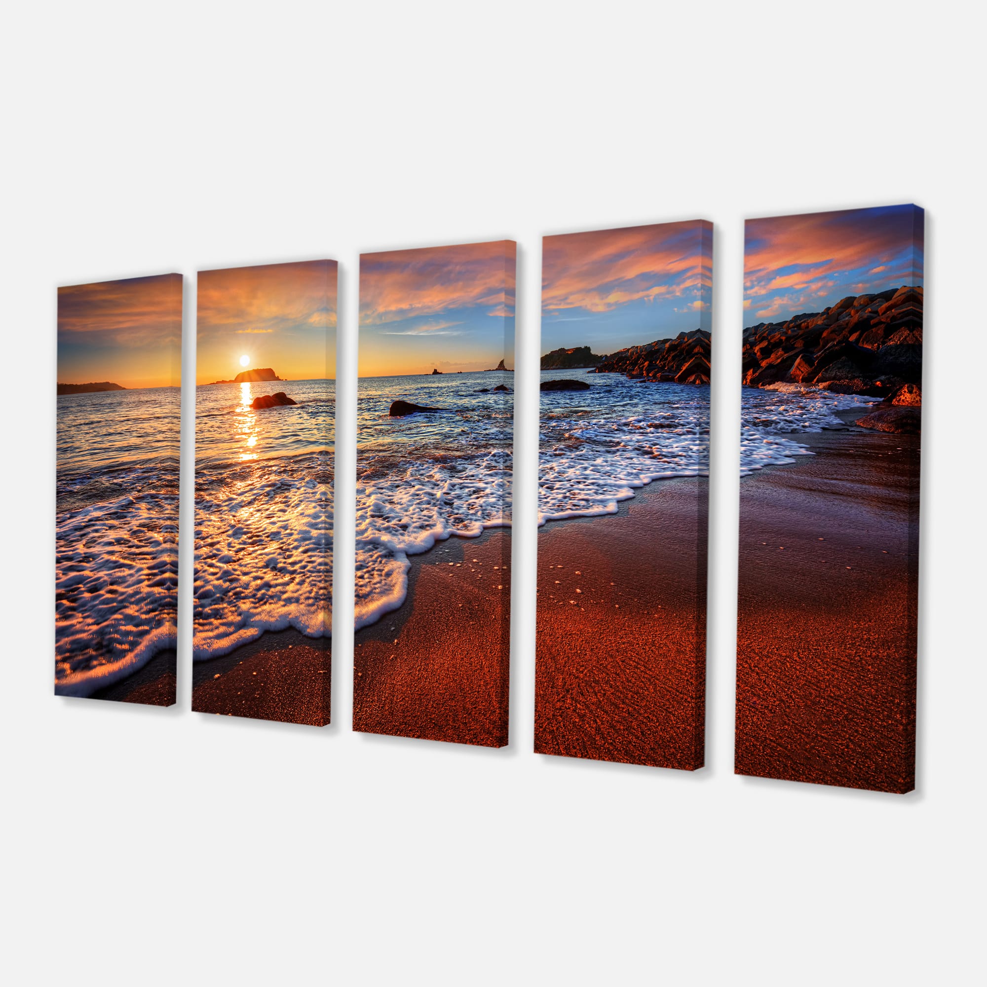 Designart - Stunning Ocean Beach at Sunset - Seashore Canvas Art Print