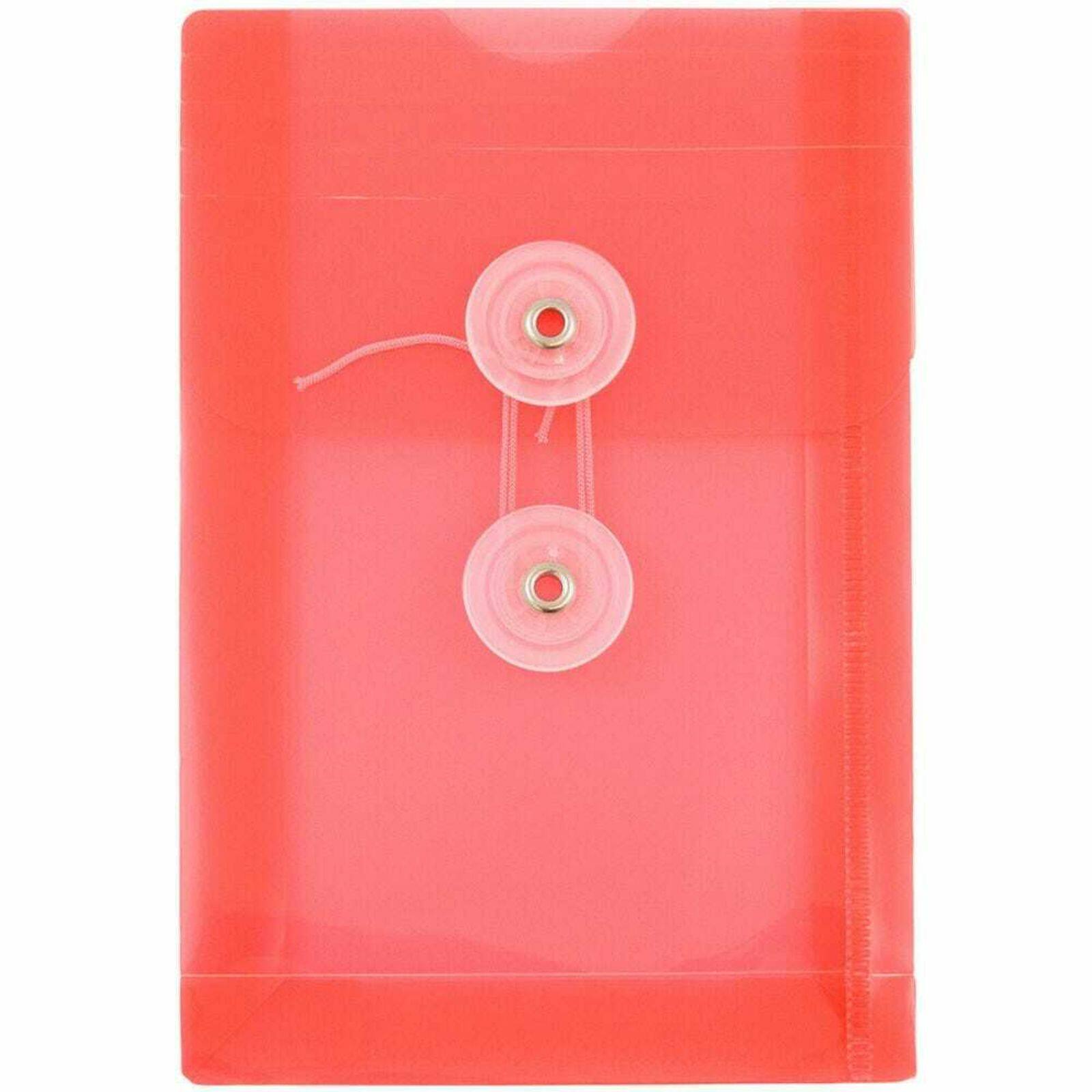 JAM Paper 4.25&#x22; x 6.25&#x22; Open End Plastic Envelopes with Button and String Closure, 24ct.