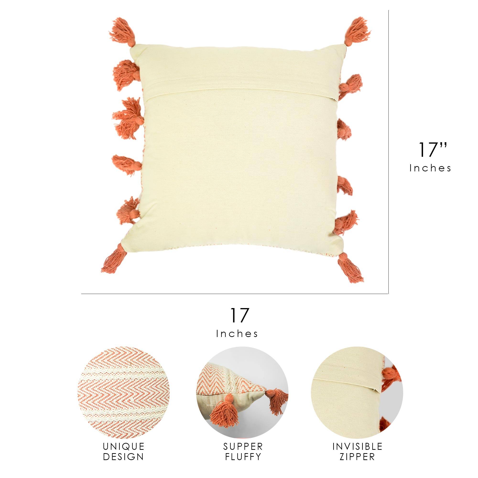 American Art D&#xE9;cor&#x2122; Handwoven Orange Peach Boho Moroccan Decorative Throw Pillow