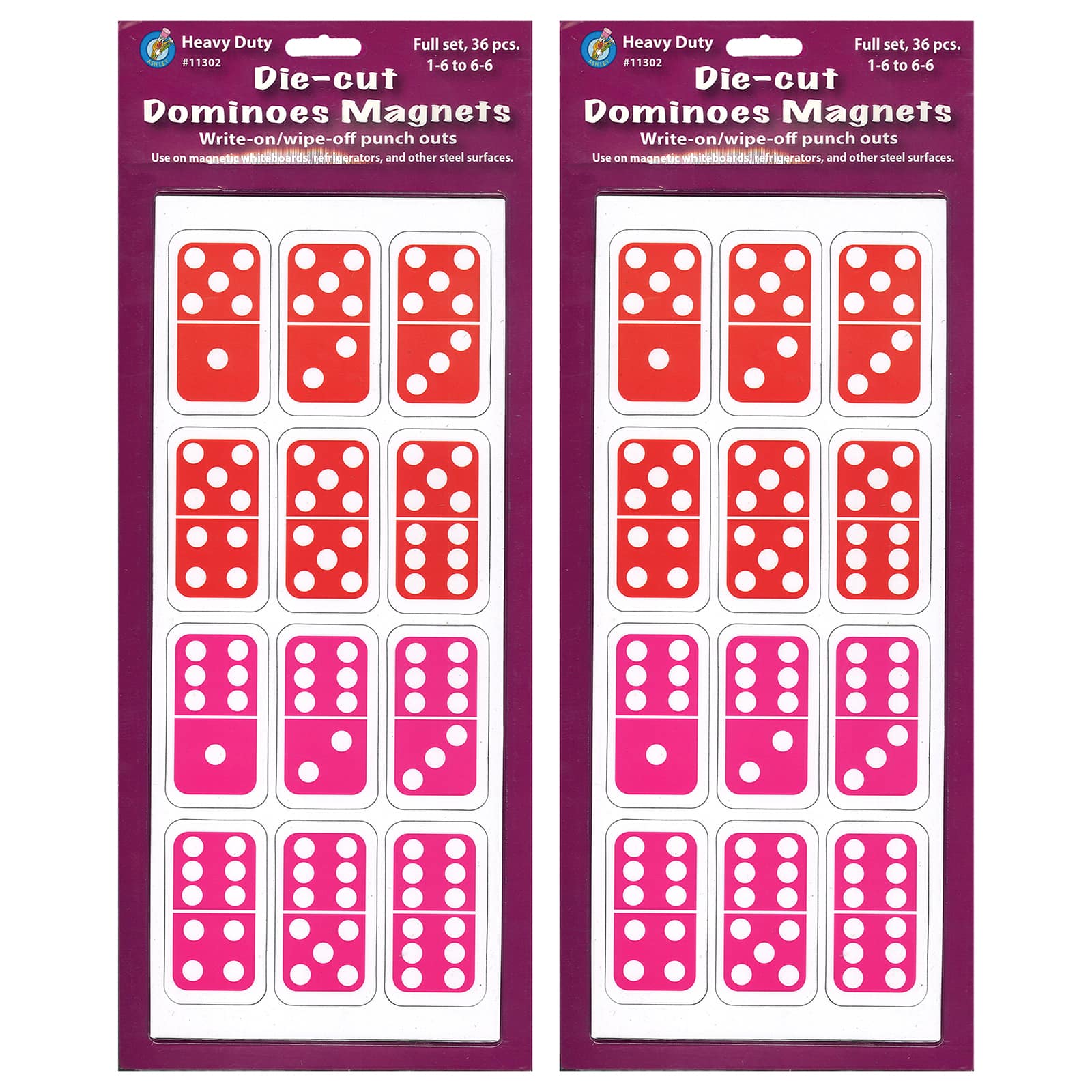 Ashley Productions&#xAE; 5&#x22; x 15&#x22; Die-Cut Magnetic Dominoes, 2 Pack